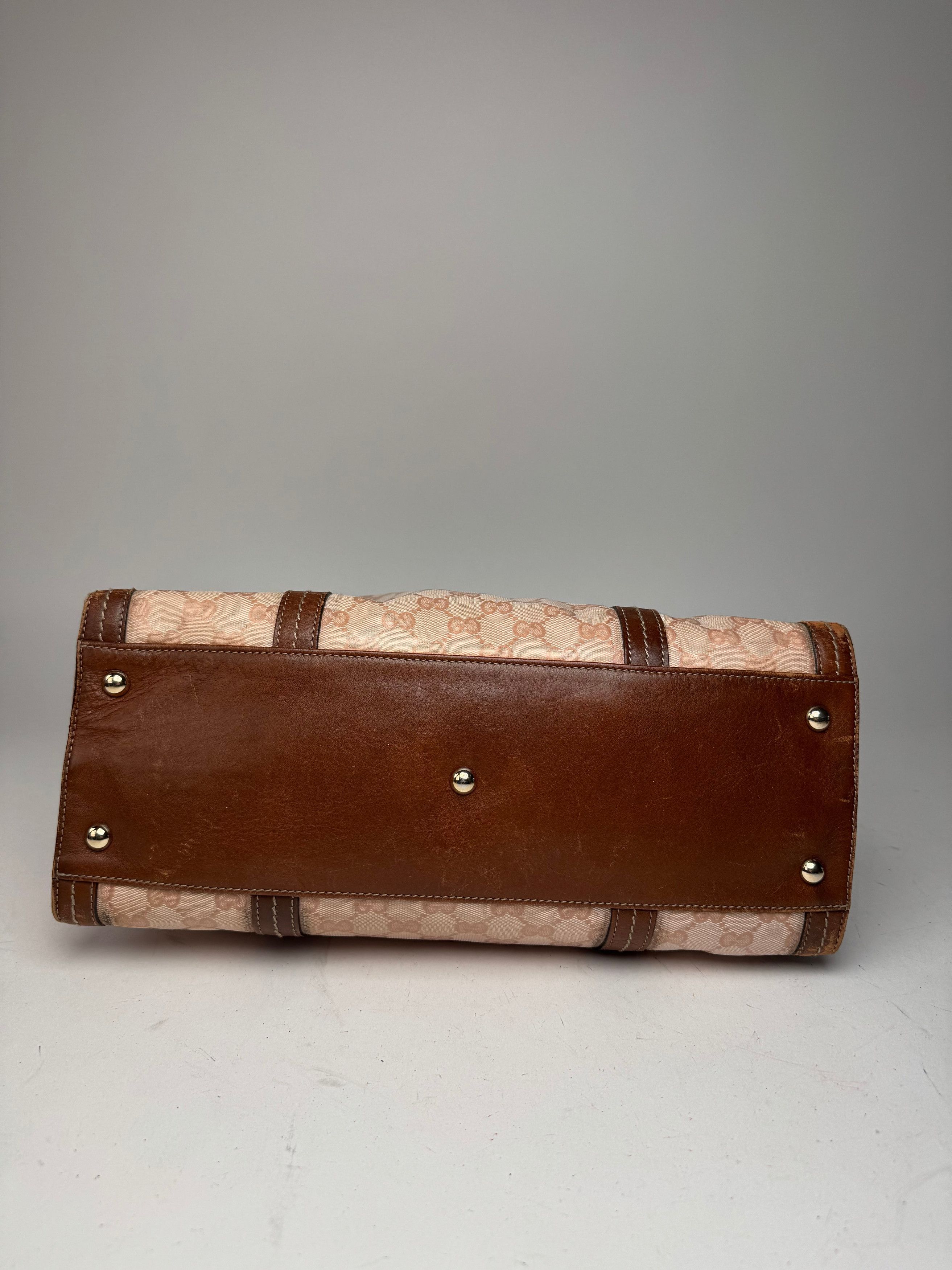 Gucci Vintage Leather Monogram Handbag Pink Brown Size ONE SIZE - 14 Thumbnail