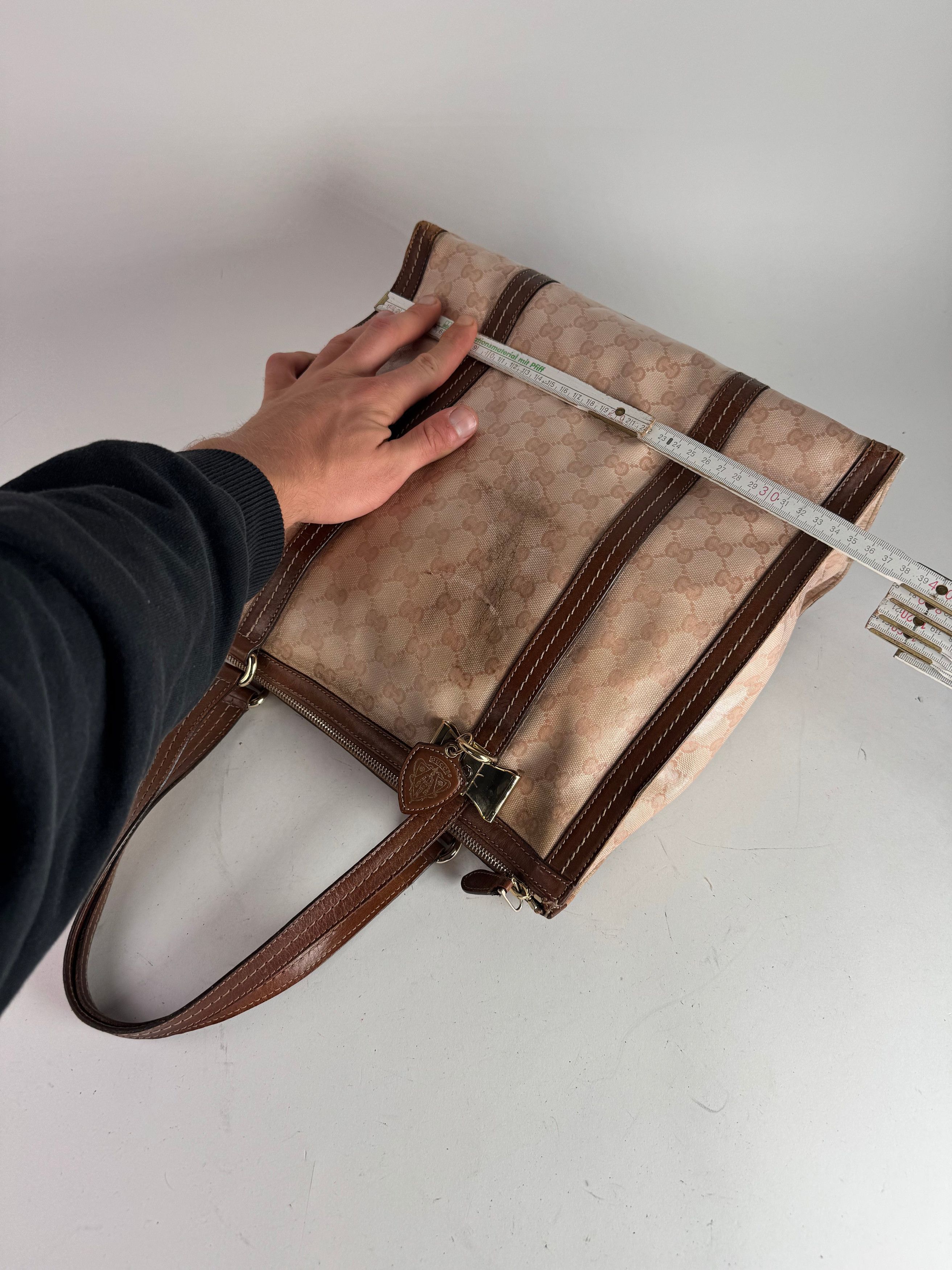 Gucci Vintage Leather Monogram Handbag Pink Brown Size ONE SIZE - 12 Thumbnail