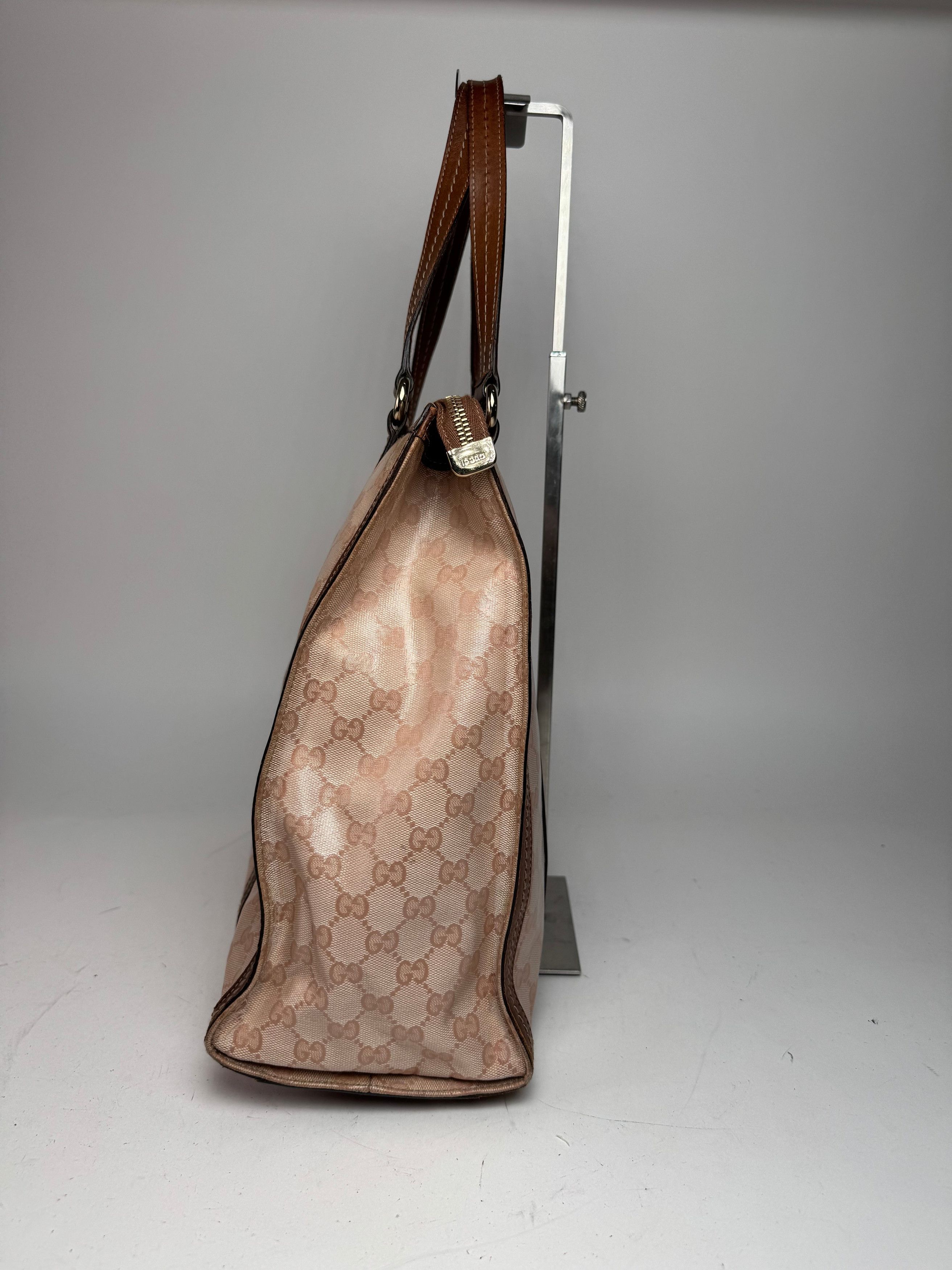 Gucci Vintage Leather Monogram Handbag Pink Brown Size ONE SIZE - 8 Thumbnail