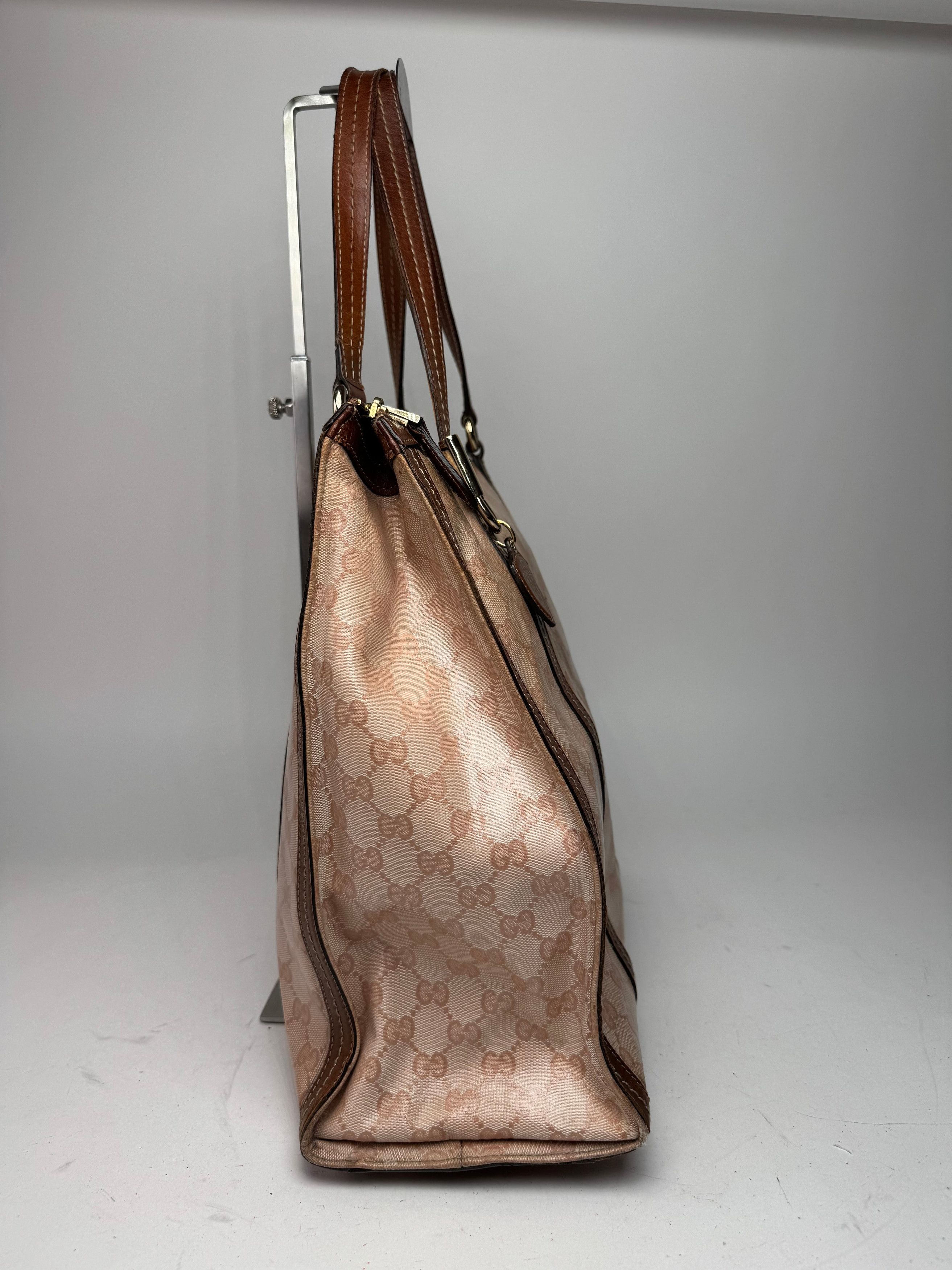 Gucci Vintage Leather Monogram Handbag Pink Brown Size ONE SIZE - 7 Thumbnail