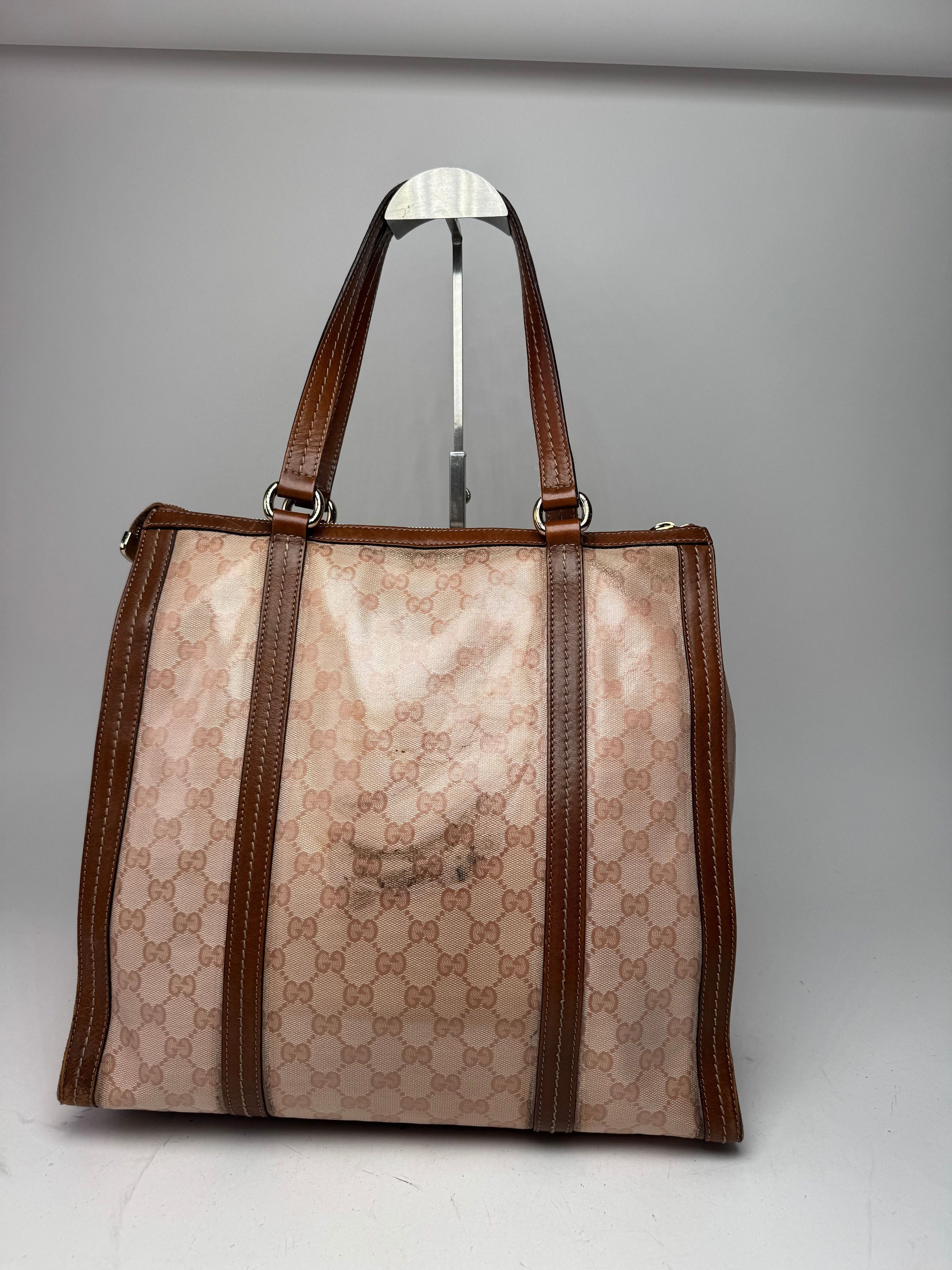 Gucci Vintage Leather Monogram Handbag Pink Brown Size ONE SIZE - 9 Thumbnail