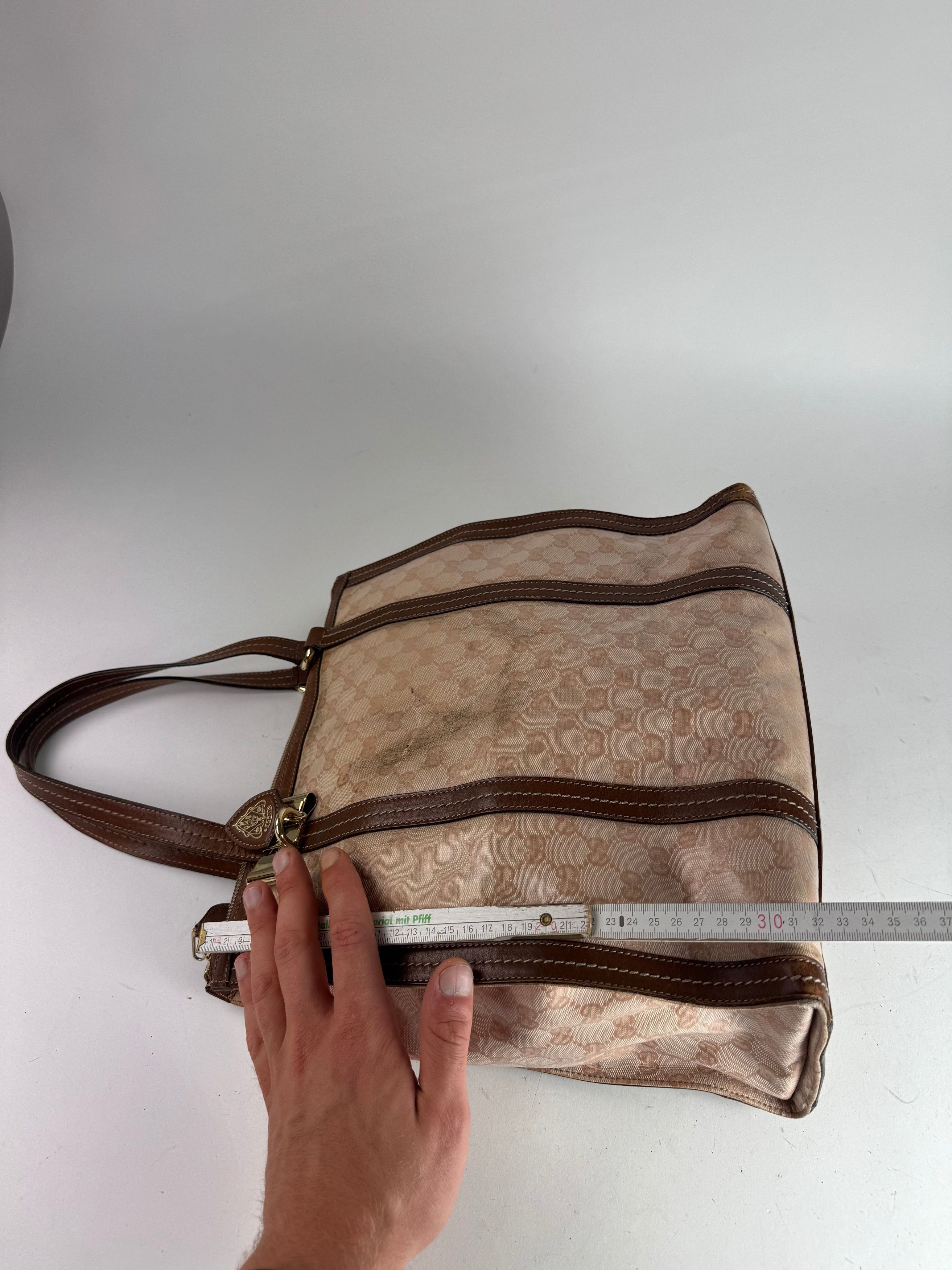 Gucci Vintage Leather Monogram Handbag Pink Brown Size ONE SIZE - 13 Thumbnail