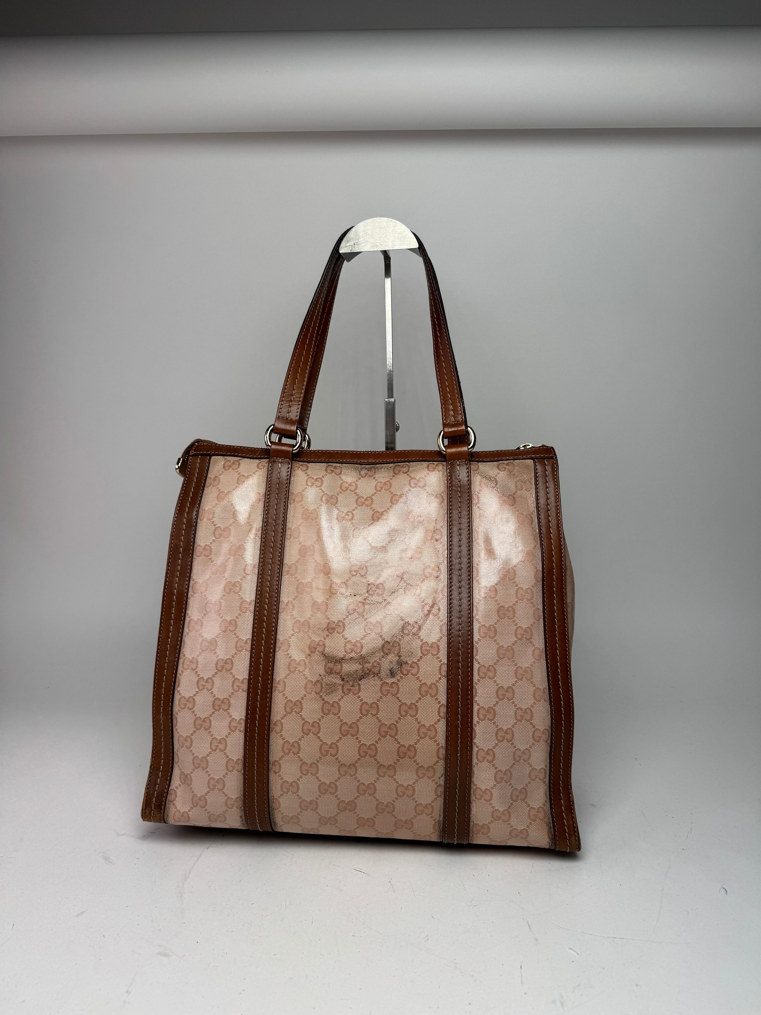 Gucci Vintage Leather Monogram Handbag Pink Brown Size ONE SIZE - 10 Thumbnail