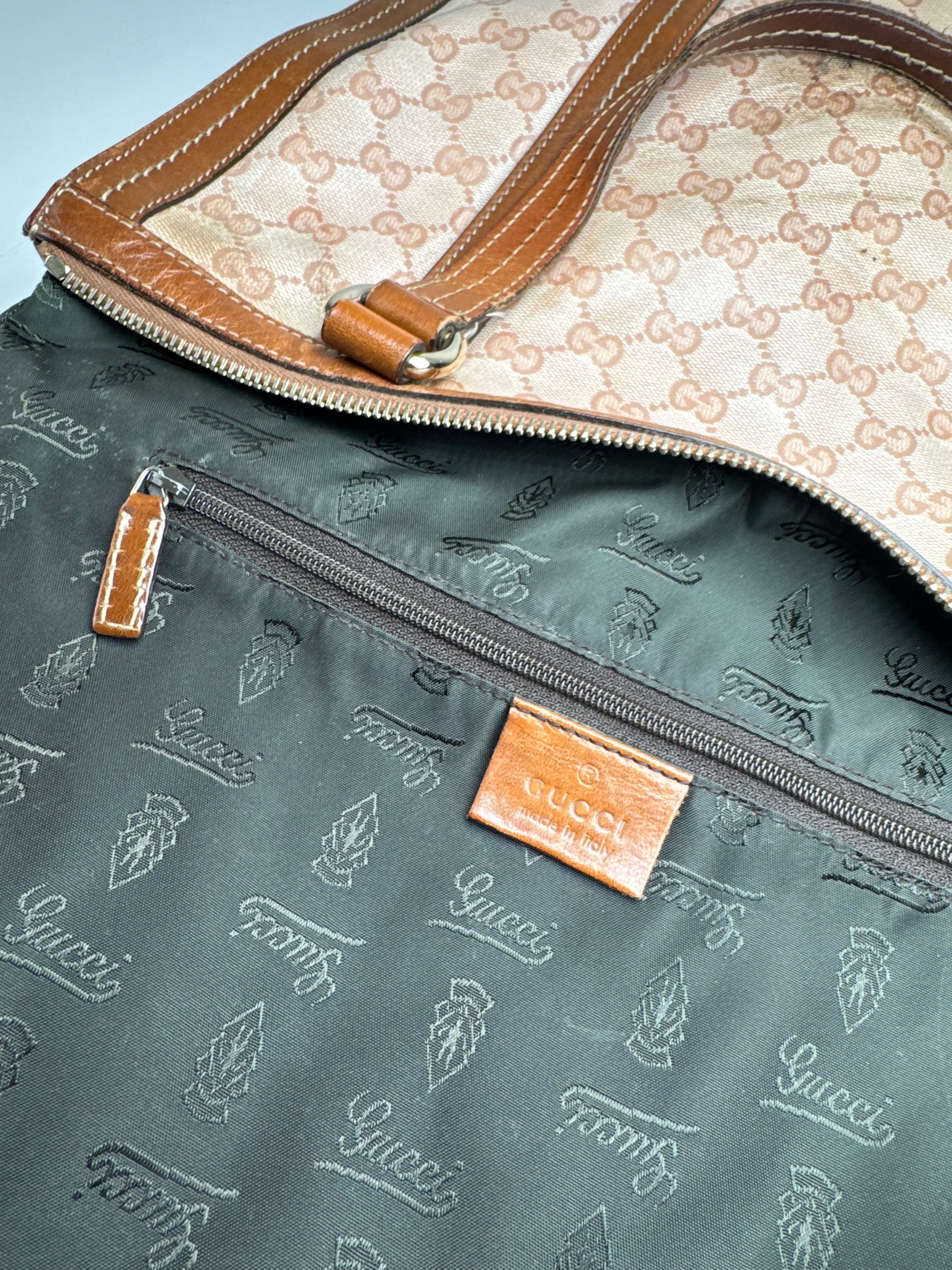 Gucci Vintage Leather Monogram Handbag Pink Brown Size ONE SIZE - 3 Thumbnail