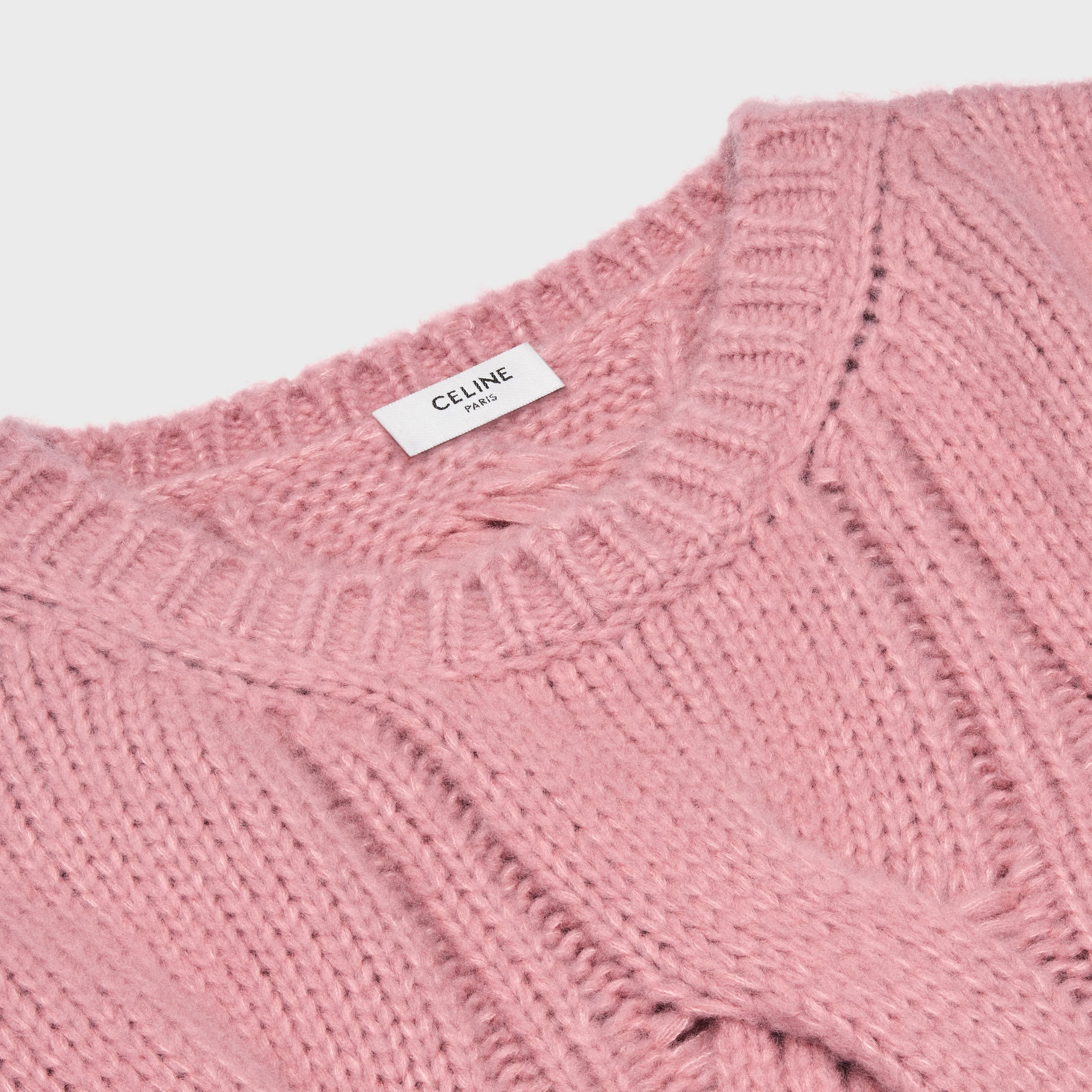 Celine crew neck sweater in cable-knit cashmere and silk Size L / US 10 / IT 46 - 3 Thumbnail