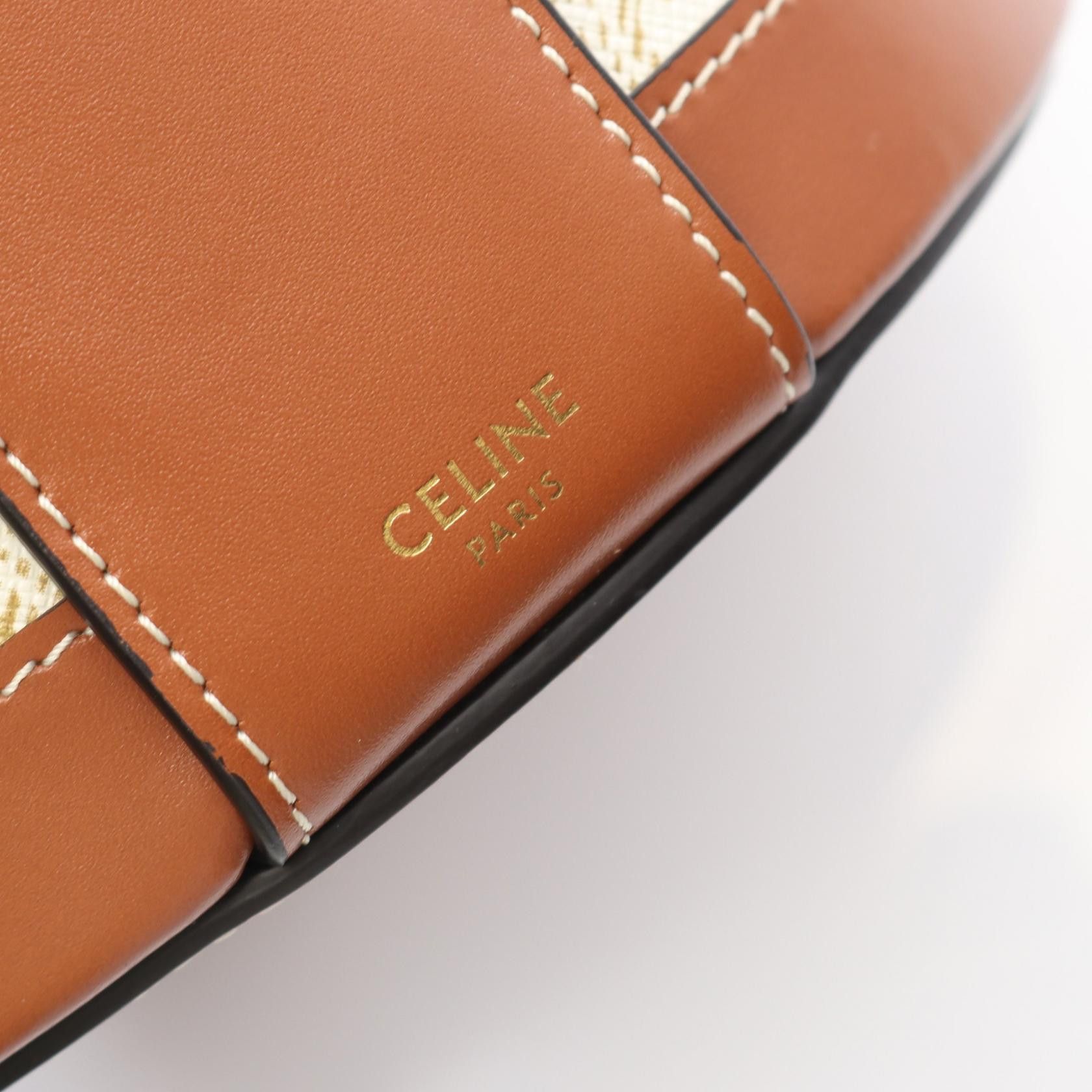 Celine Celine Celine Tambour Medium Triomphe PVC Coated Canvas Leather Shoulder Bag Canvas Shoulder Bag DUTY FREE for USA Size ONE SIZE - 4 Thumbnail