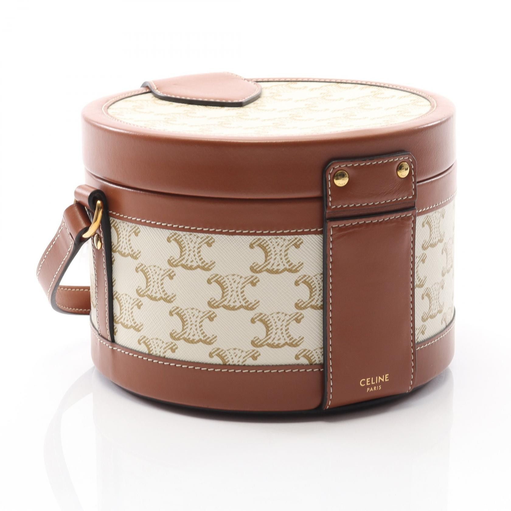 Celine Celine Celine Tambour Medium Triomphe PVC Coated Canvas Leather Shoulder Bag Canvas Shoulder Bag DUTY FREE for USA Size ONE SIZE - 2 Thumbnail