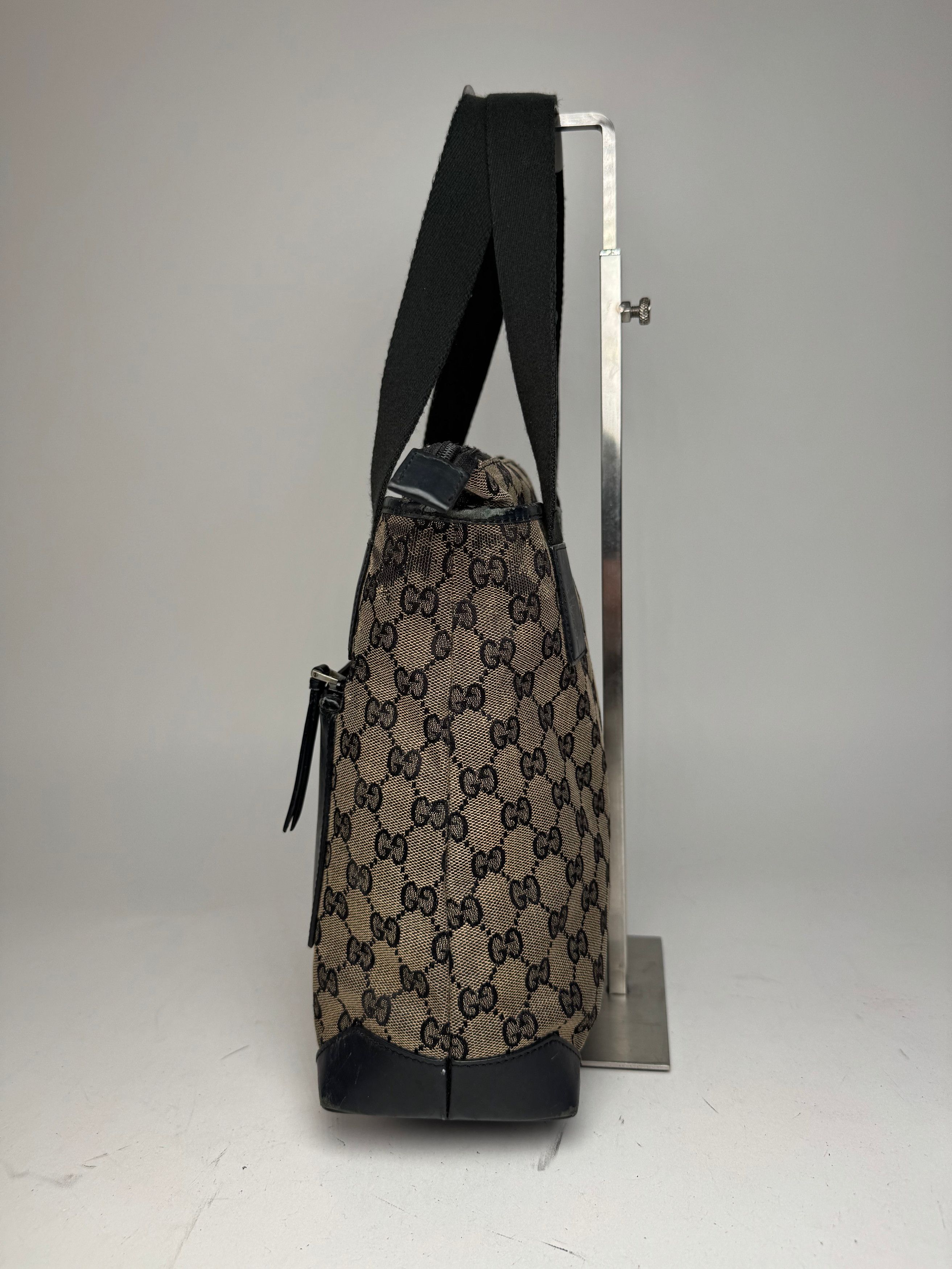 Gucci Vintage Monogram Leather Canvas Bag beige brown black Size ONE SIZE - 8 Thumbnail