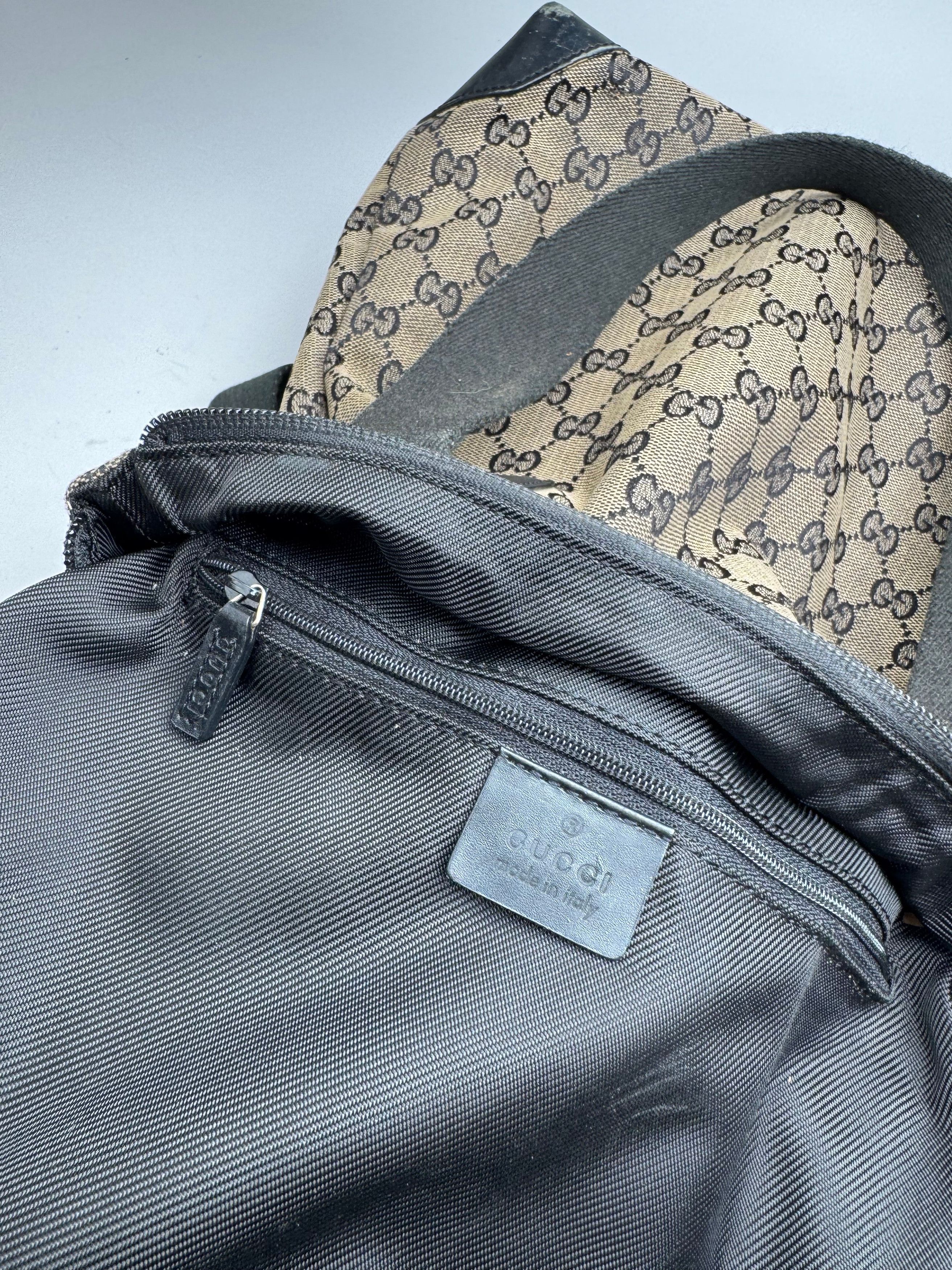 Gucci Vintage Monogram Leather Canvas Bag beige brown black Size ONE SIZE - 4 Thumbnail
