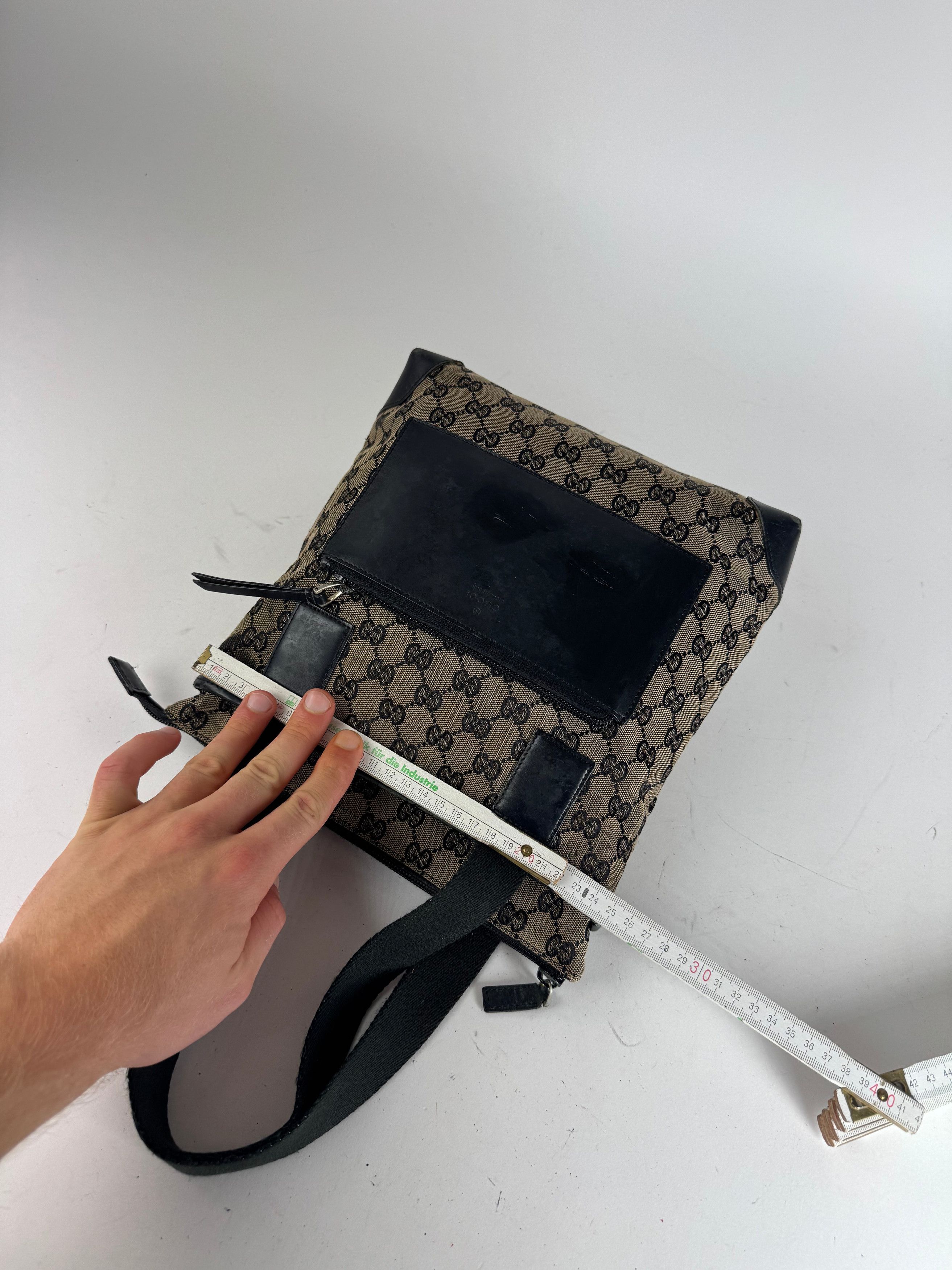 Gucci Vintage Monogram Leather Canvas Bag beige brown black Size ONE SIZE - 10 Thumbnail