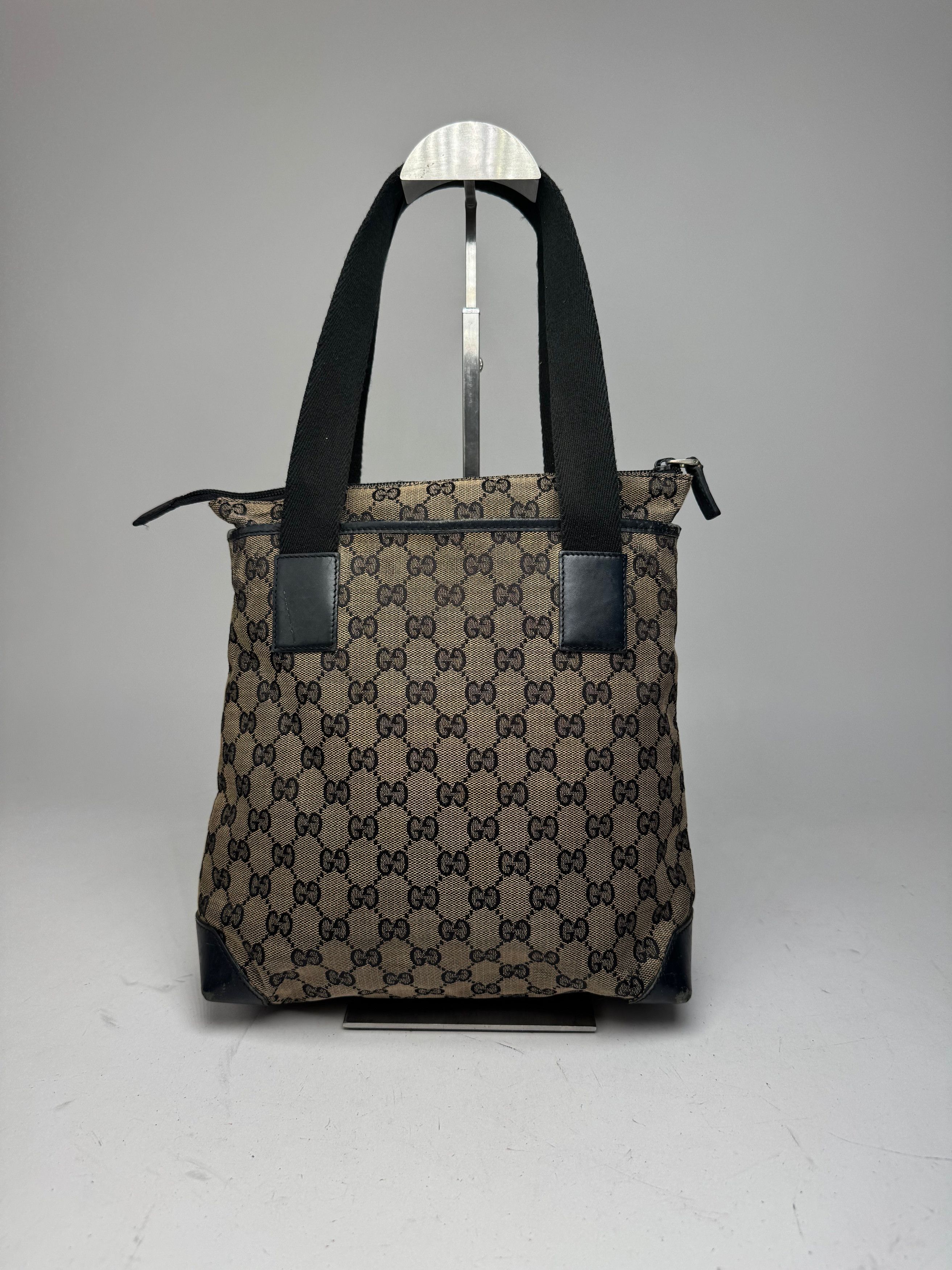 Gucci Vintage Monogram Leather Canvas Bag beige brown black Size ONE SIZE - 2 Thumbnail