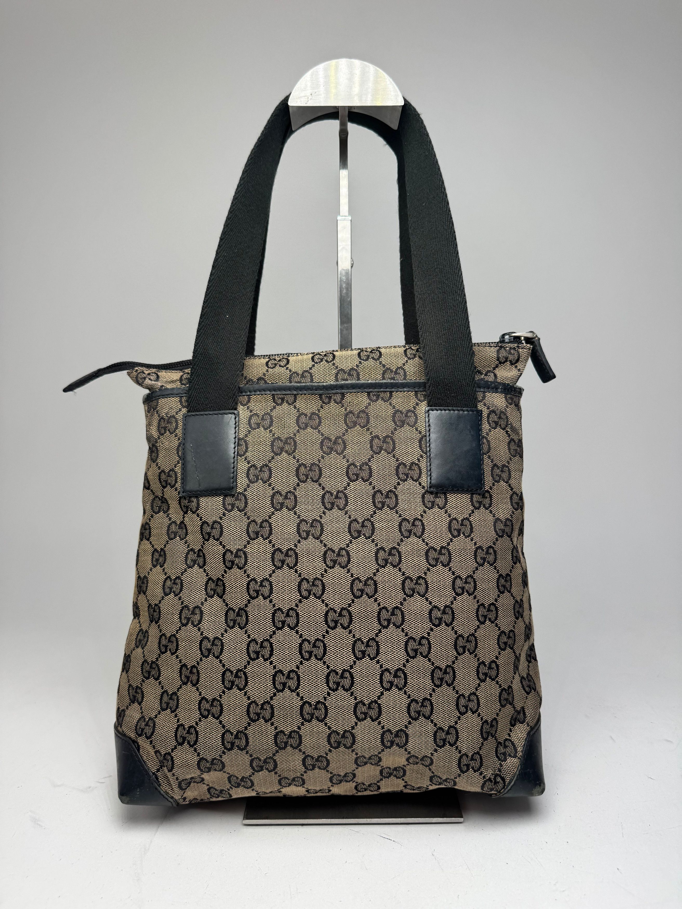 Gucci Vintage Monogram Leather Canvas Bag beige brown black Size ONE SIZE - 15 Thumbnail
