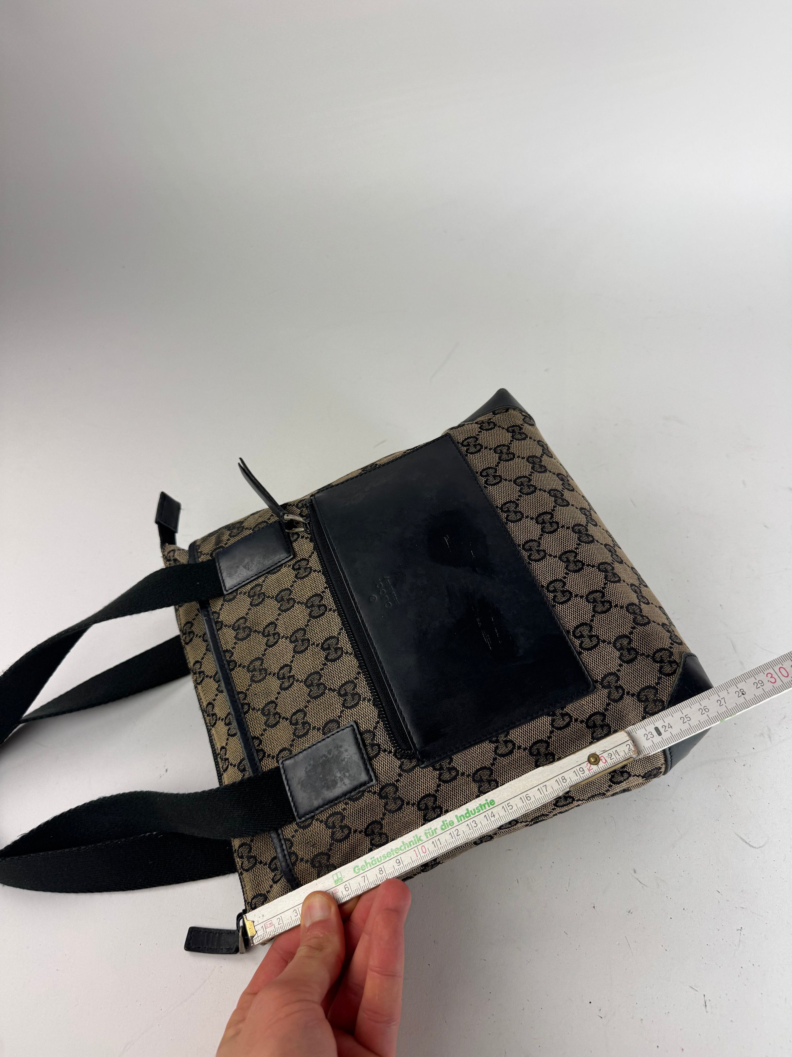 Gucci Vintage Monogram Leather Canvas Bag beige brown black Size ONE SIZE - 11 Thumbnail
