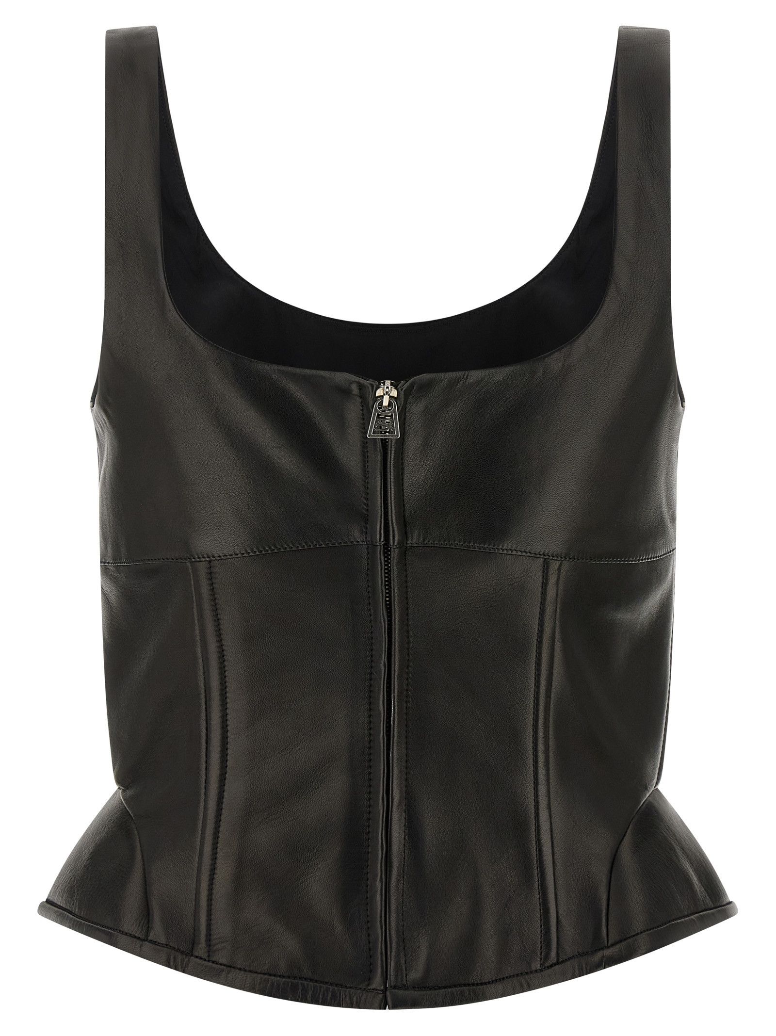 Ermanno Scervino Peplos leather top Size M / US 6-8 / IT 42-44 - 2 Thumbnail