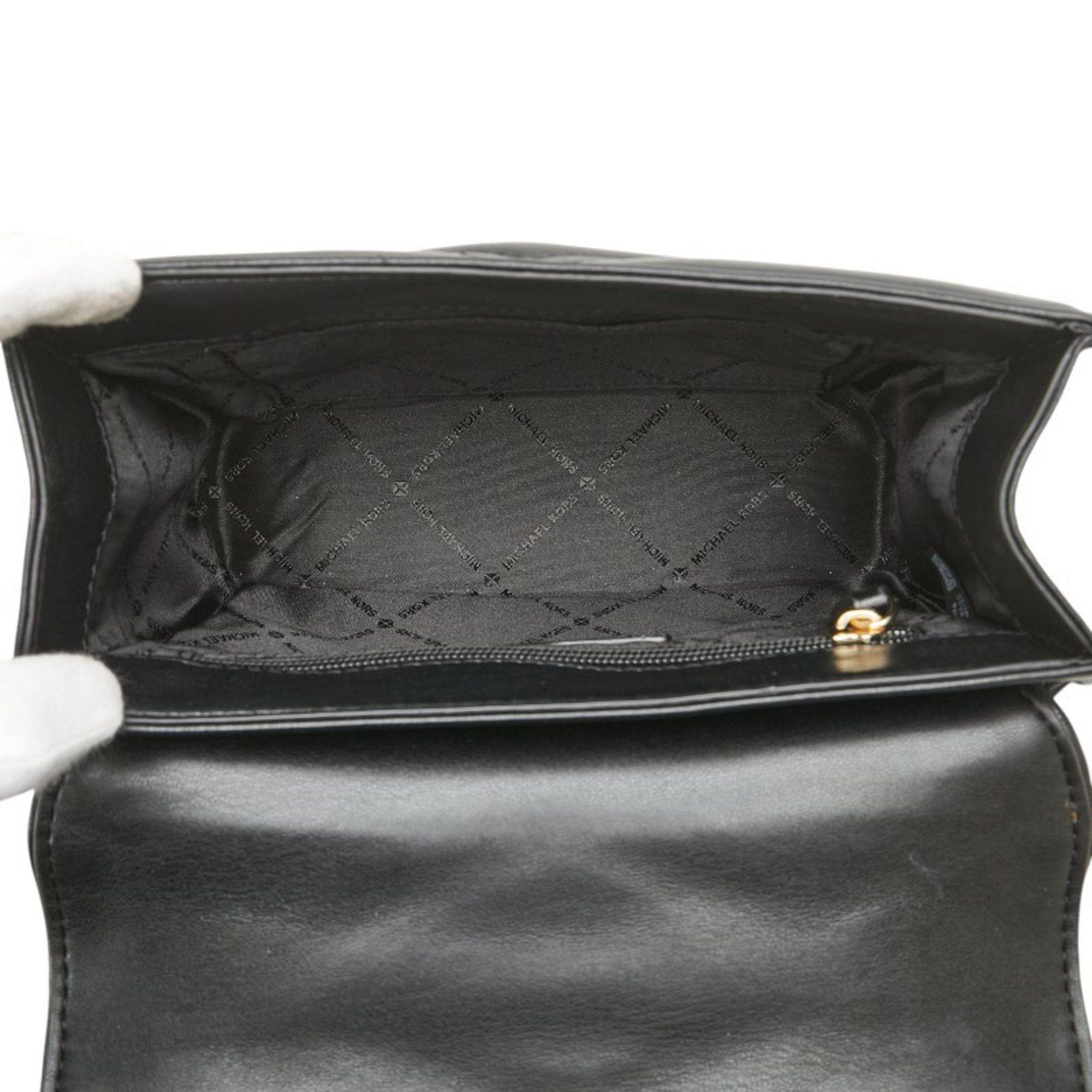 Michael Kors Michael Kors Serena Quilted Chain Shoulder Bag 35S2GNRL2U in Black Faux Leather Size ONE SIZE - 8 Thumbnail