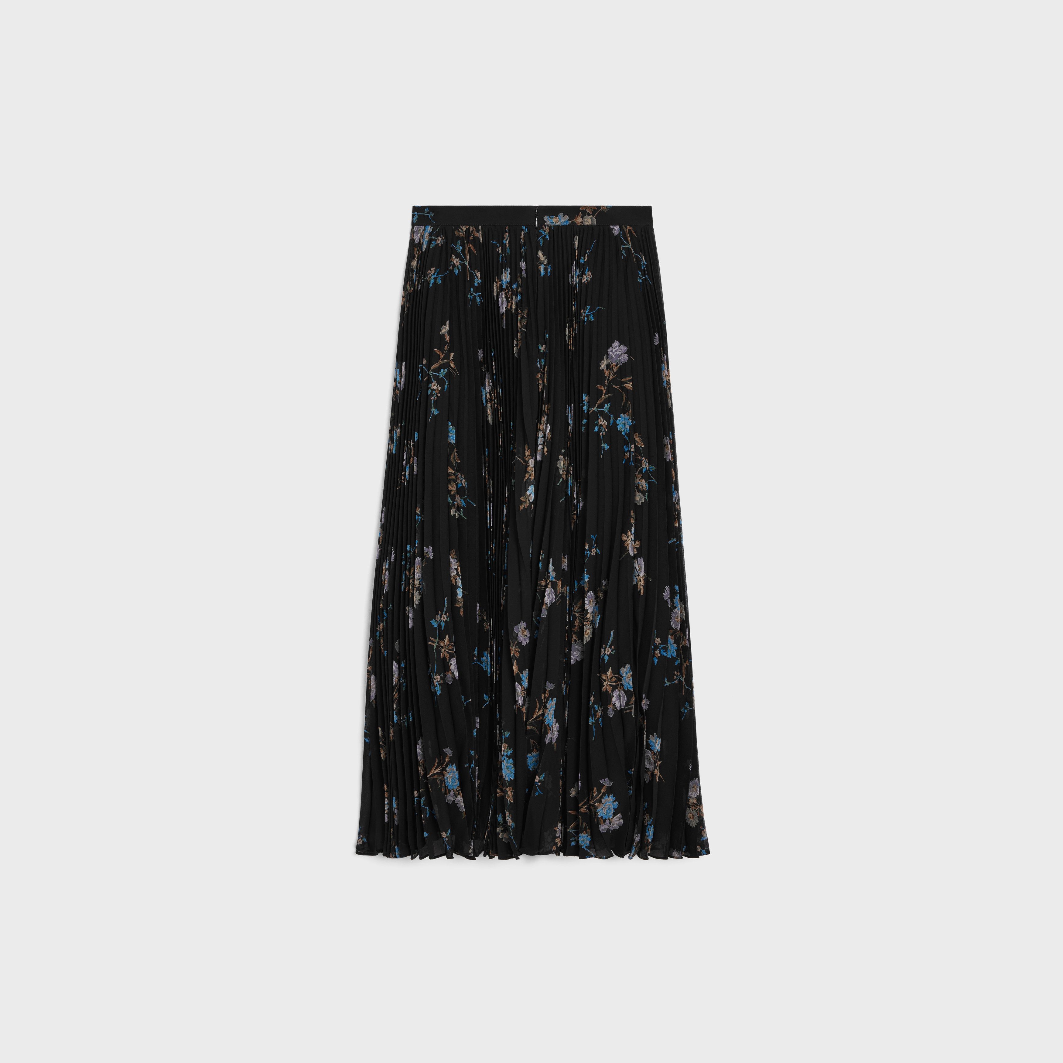 Celine skirt with sunburst pleats in silk georgette black/blue Size 26" / US 2 / IT 38 - 2 Thumbnail