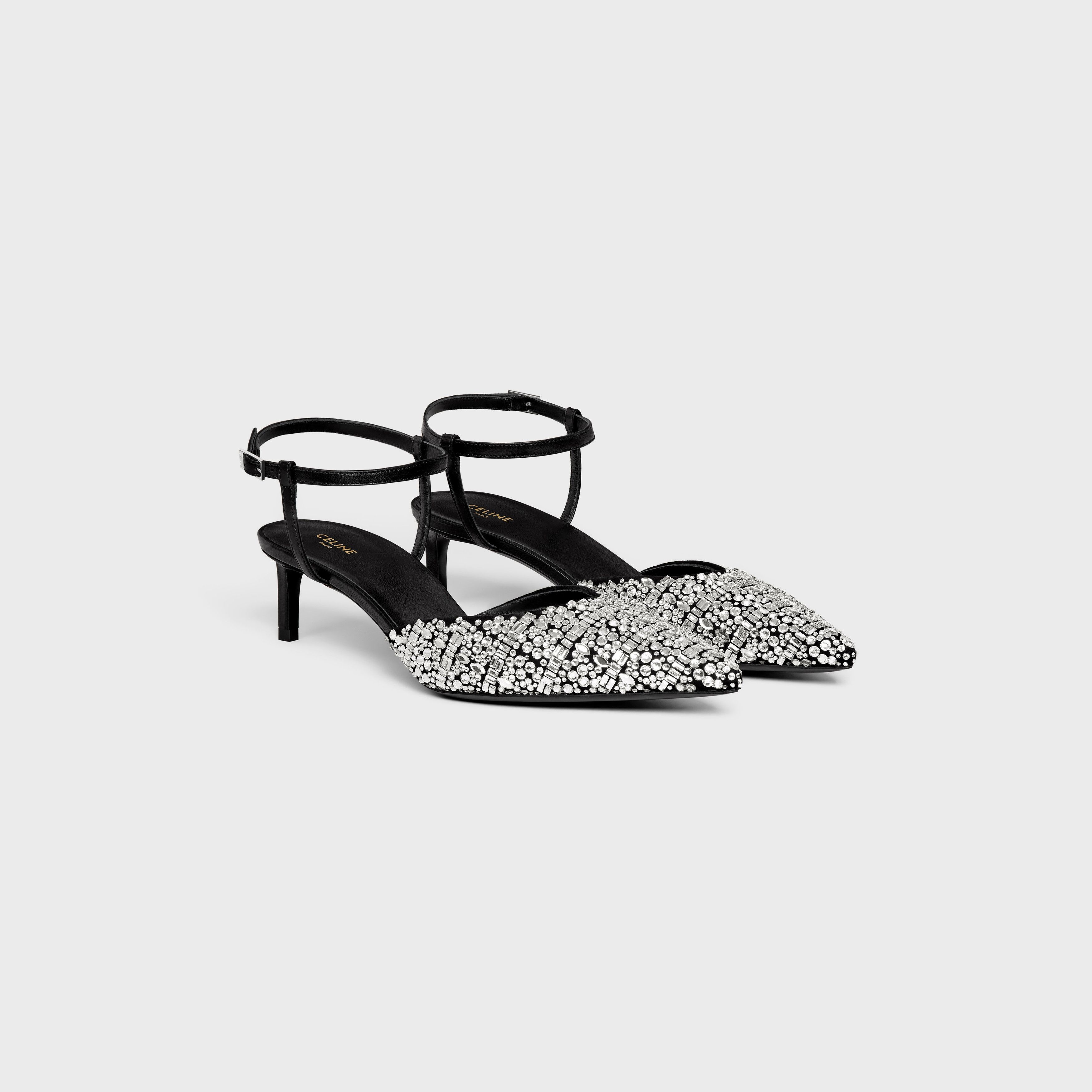 Celine CELINE KITTEN STRAP PUMP in SUEDE GOATSKIN WITH STRASS AND CALFSKIN Size US 11 / IT 41 - 2 Thumbnail