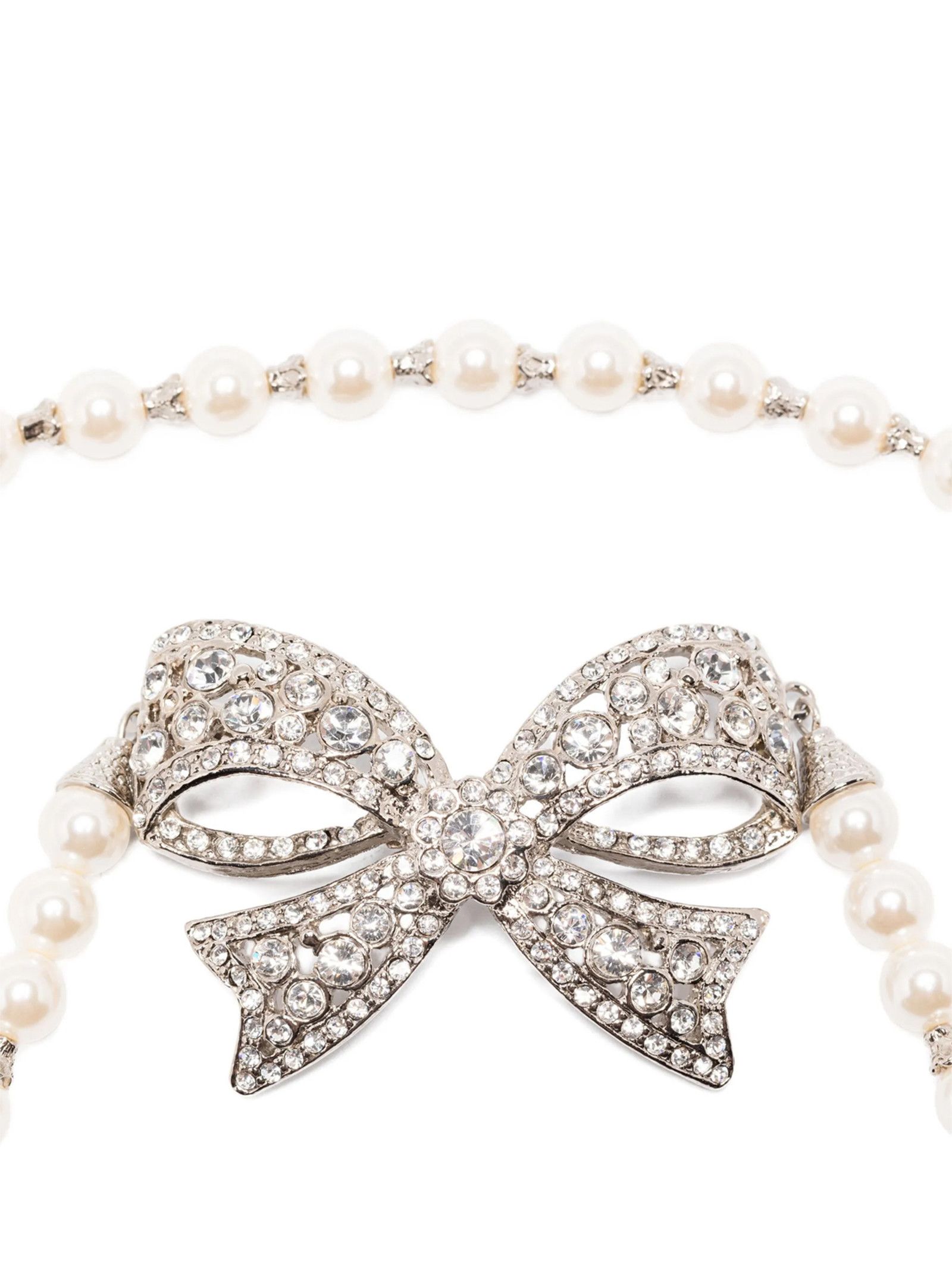 Alessandra Rich Pearl bow necklace Size ONE SIZE - 2 Thumbnail