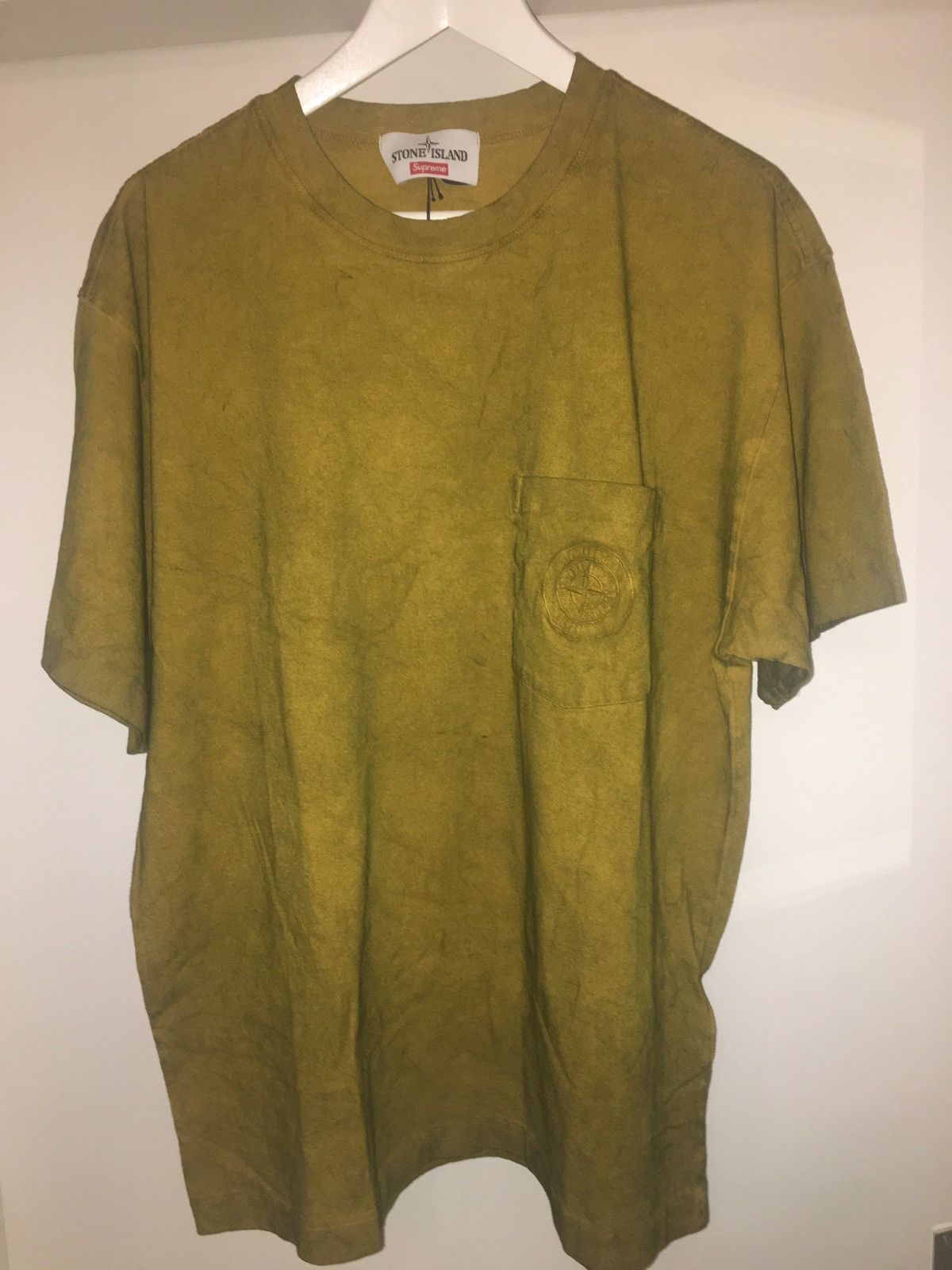 Stone Island × Supreme Supreme Stone Island Tee Olive/Yellow 