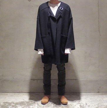 Other Other UNUSED Collarless Coat Wool Coat Leather Outerwear US1213 DUTY FREE for USA Size ONE SIZE - 7 Thumbnail