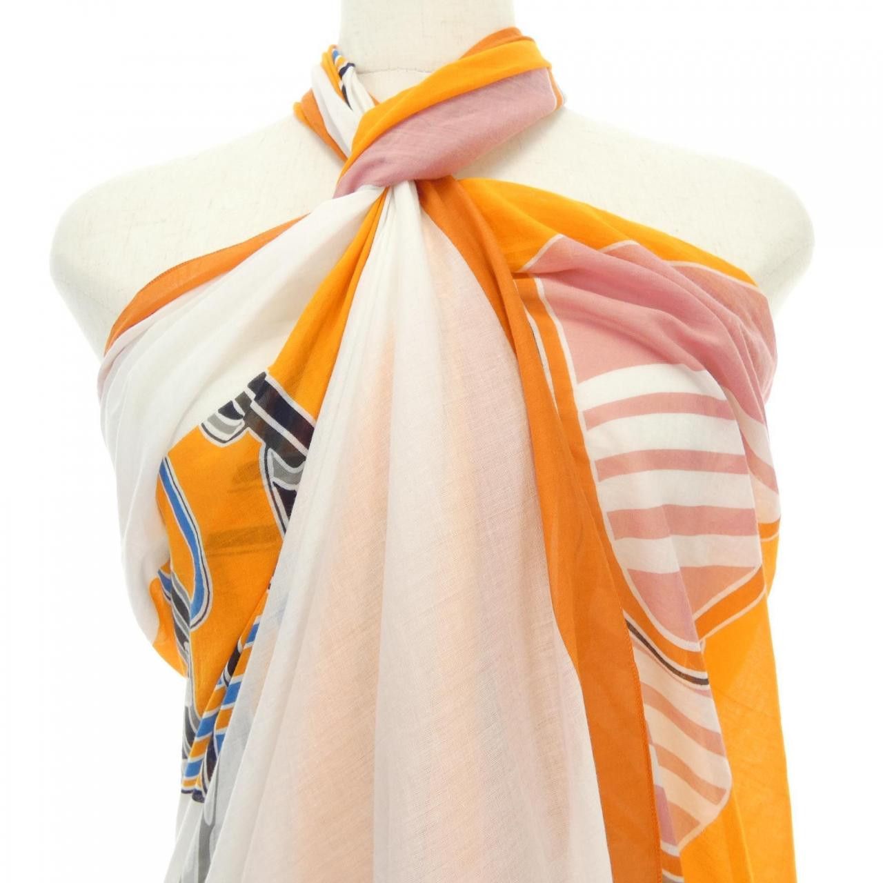 Hermes Hermes Hermes Cotton Scarf Cotton Shawl DUTY FREE for USA Size ONE SIZE - 4 Thumbnail