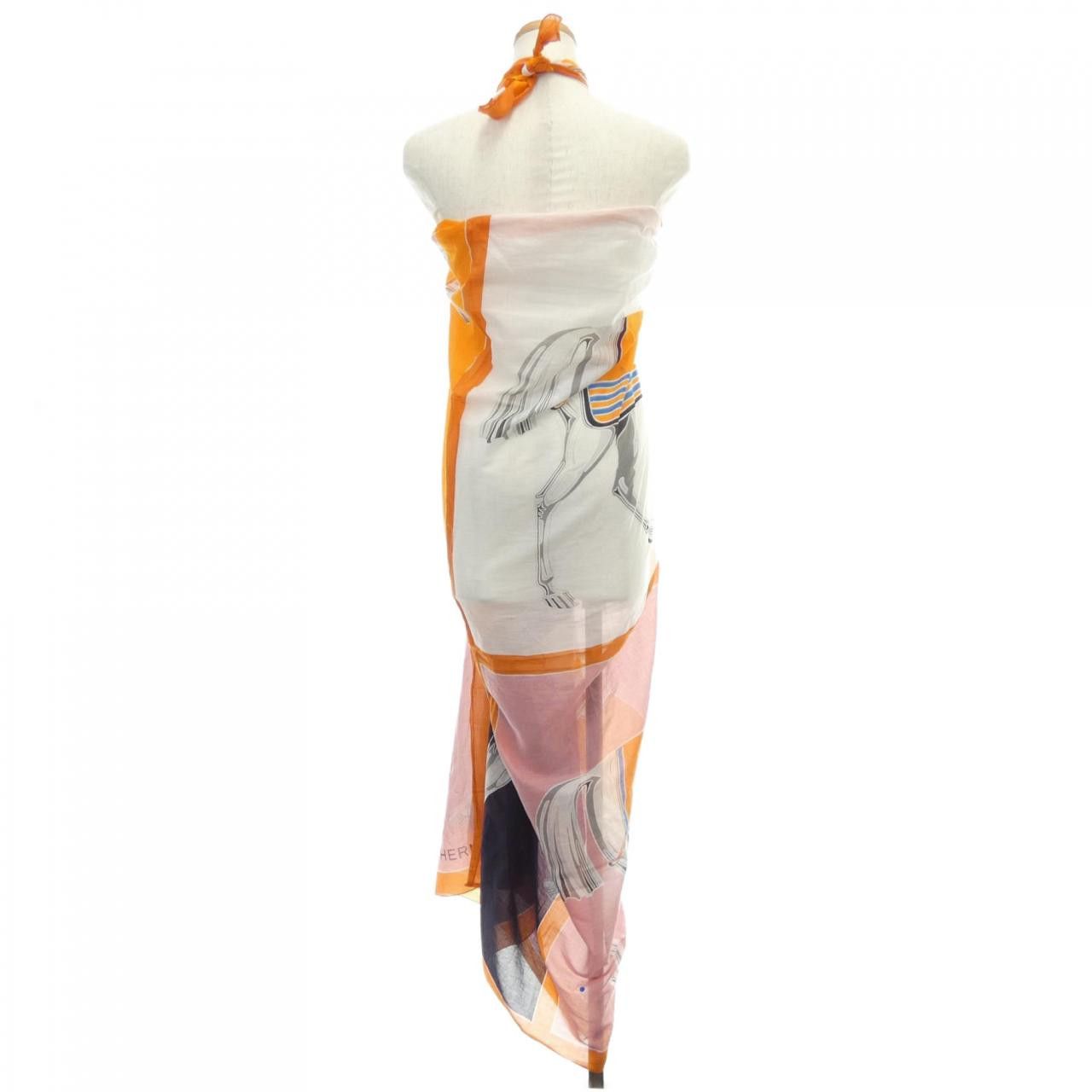 Hermes Hermes Hermes Cotton Scarf Cotton Shawl DUTY FREE for USA Size ONE SIZE - 2 Thumbnail