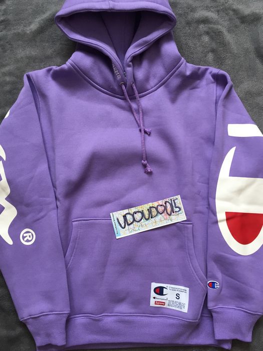 Supreme champion shop hoodie purple