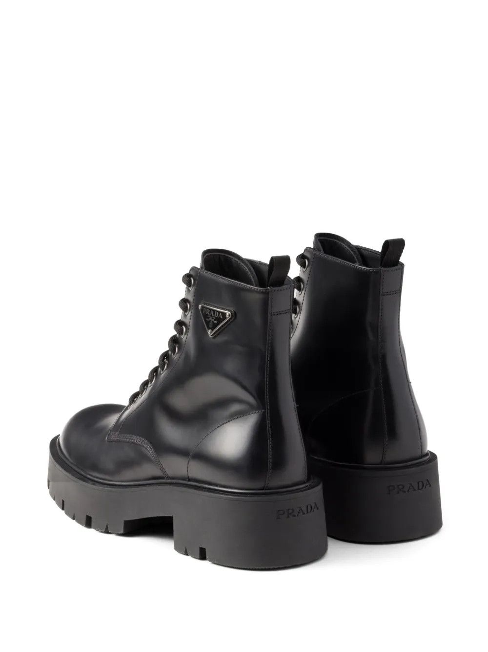 Prada logo plaque leather combat boots Size US 8 / EU 41 - 2 Thumbnail