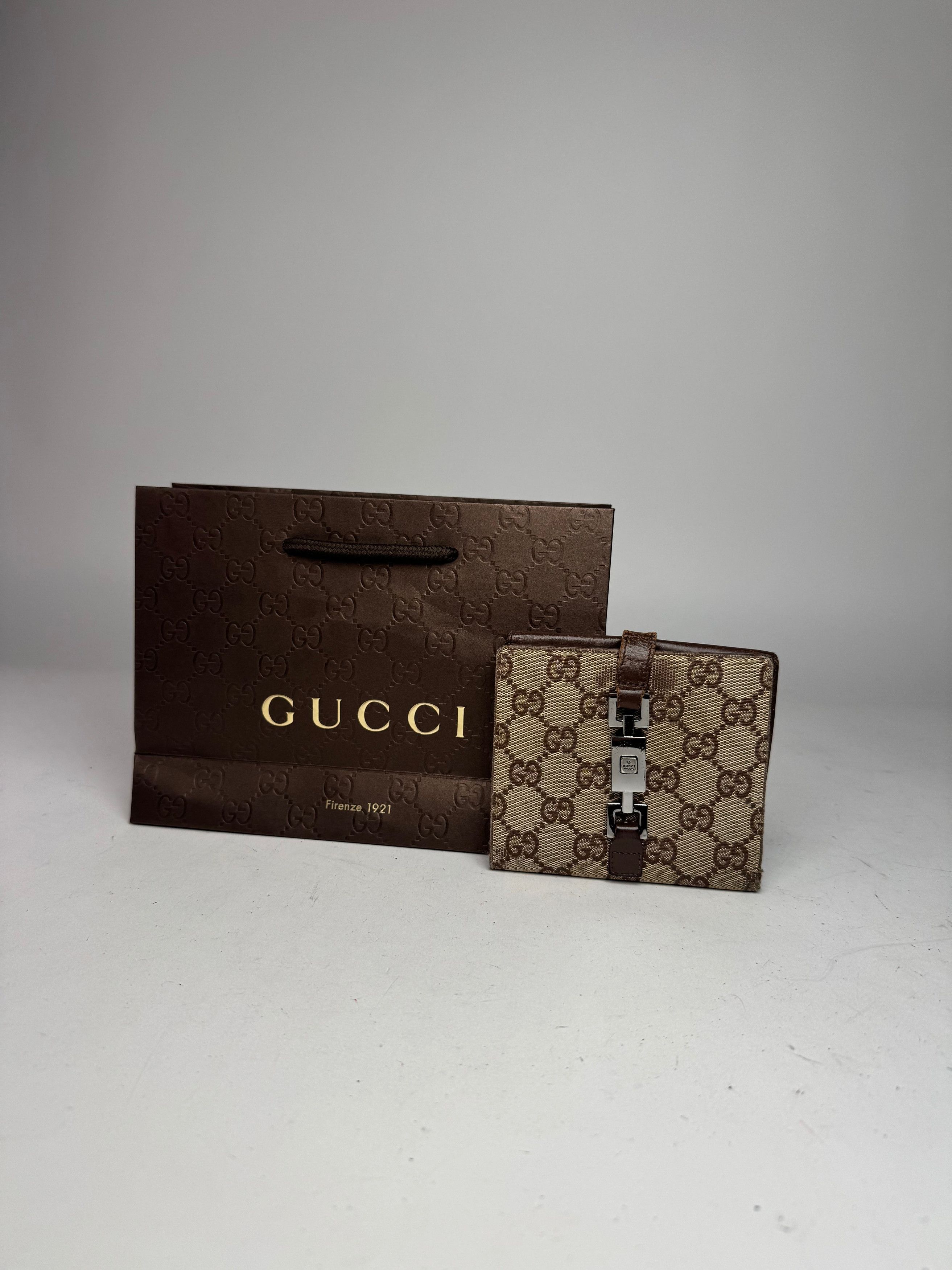 Gucci Vintage Jackie Line Monogram Leather Wallet beige brown Size ONE SIZE - 4 Thumbnail