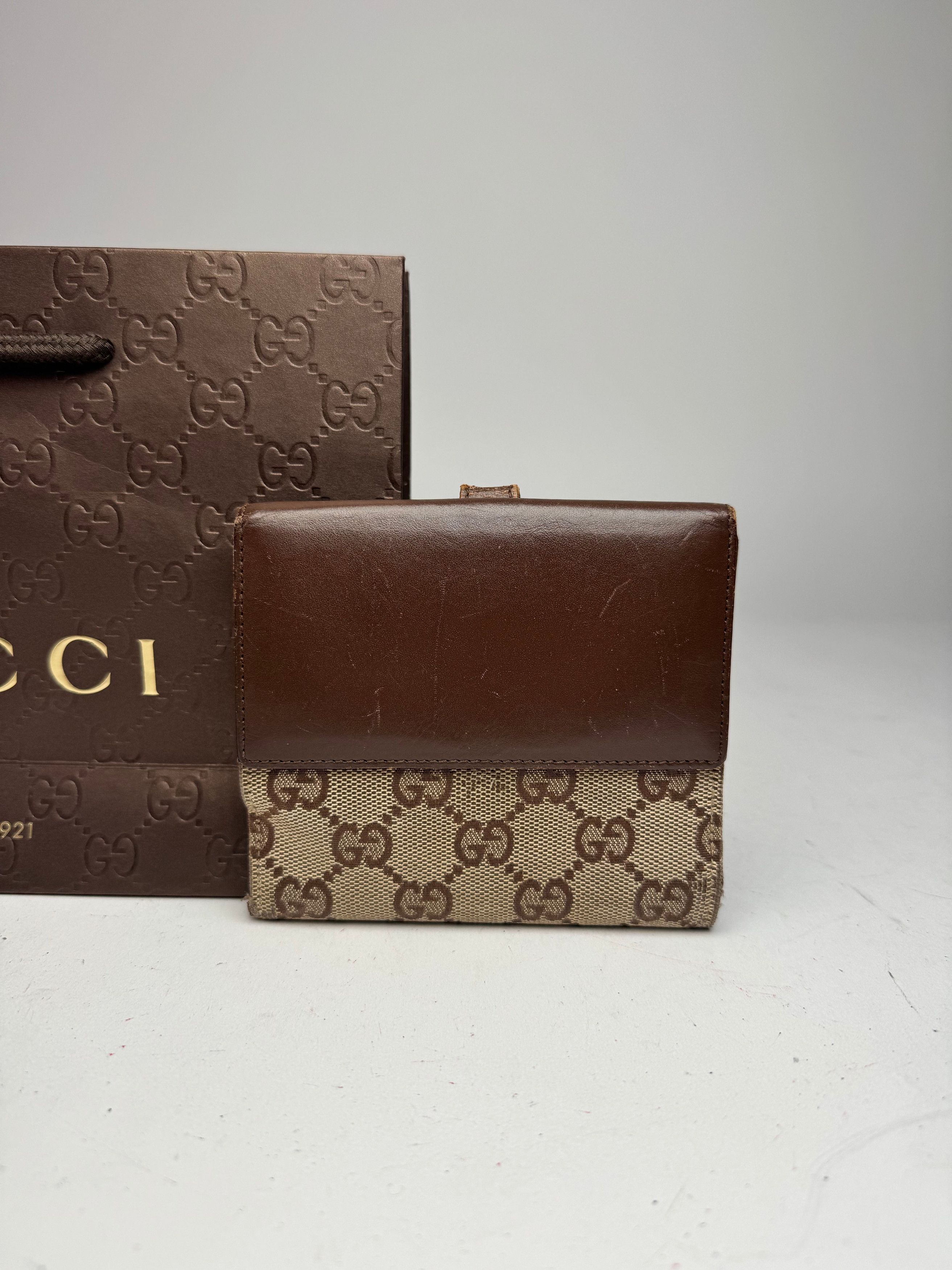 Gucci Vintage Jackie Line Monogram Leather Wallet beige brown Size ONE SIZE - 9 Thumbnail