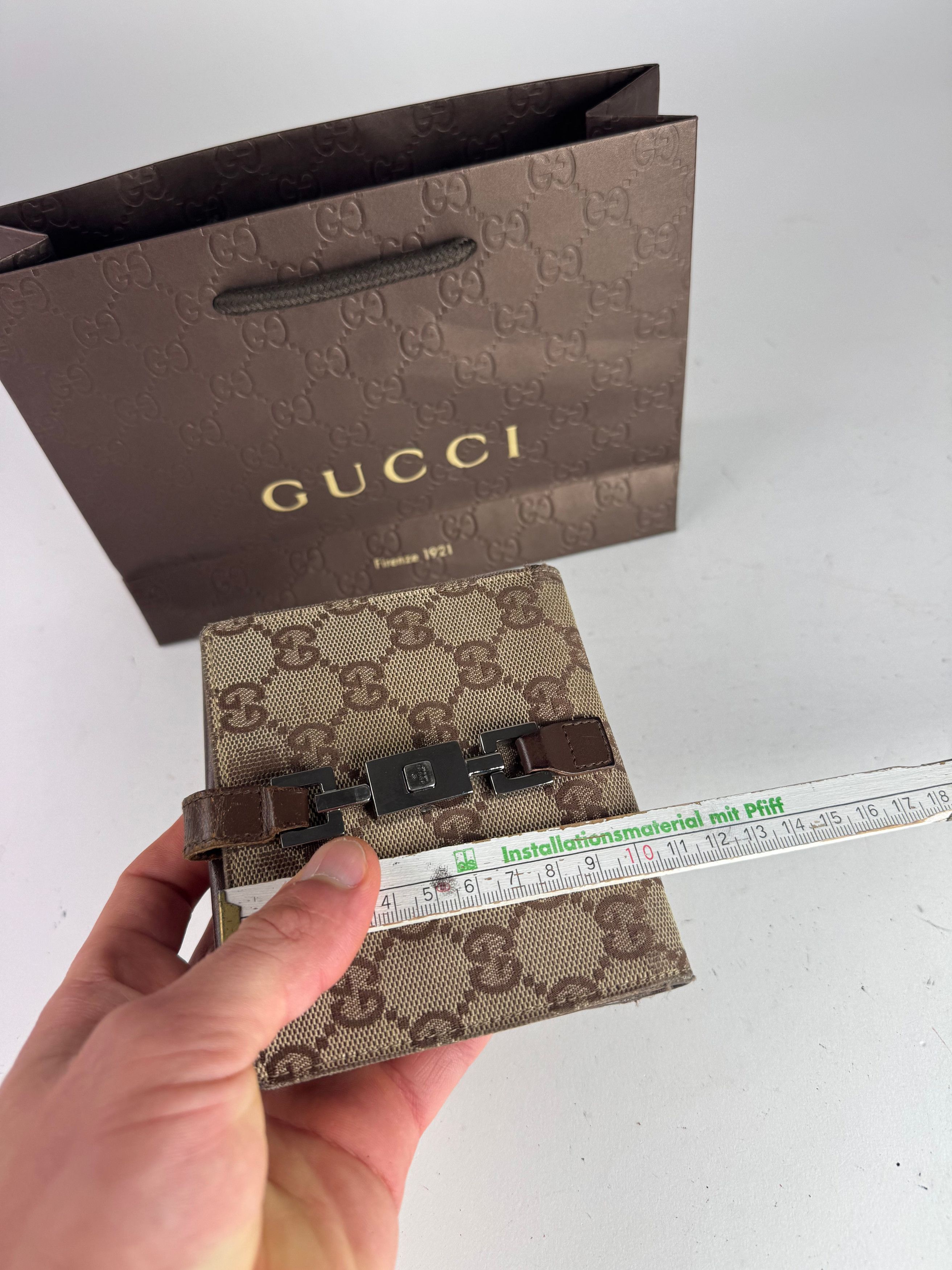 Gucci Vintage Jackie Line Monogram Leather Wallet beige brown Size ONE SIZE - 12 Thumbnail