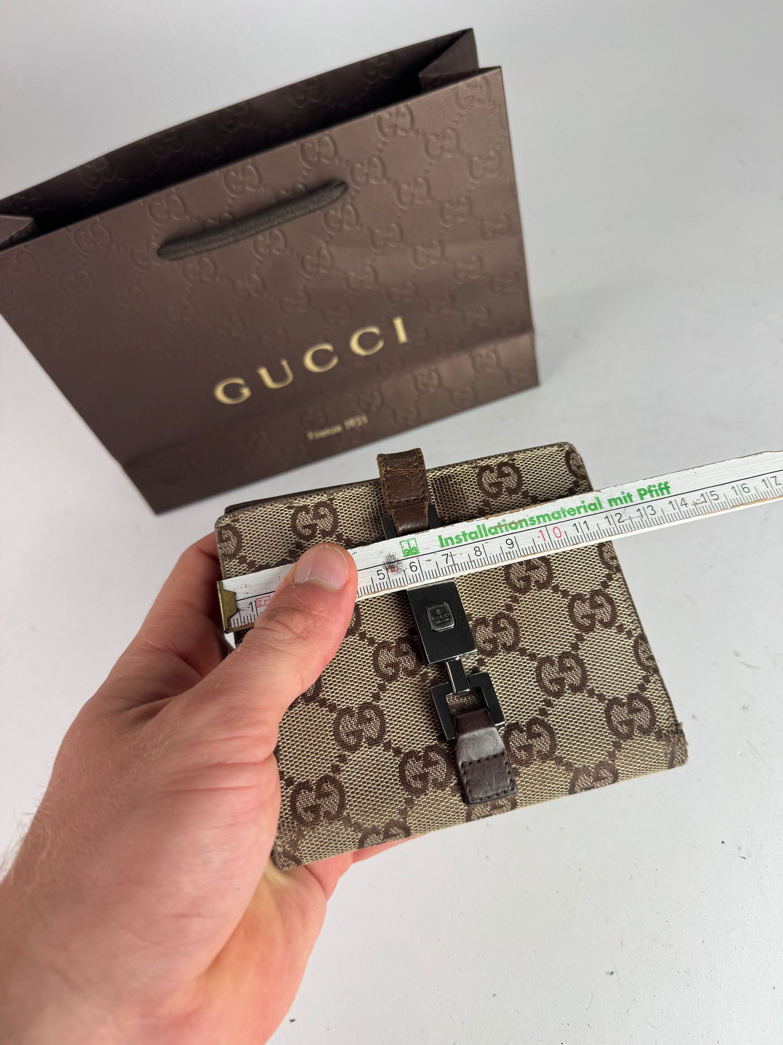 Gucci Vintage Jackie Line Monogram Leather Wallet beige brown Size ONE SIZE - 11 Thumbnail