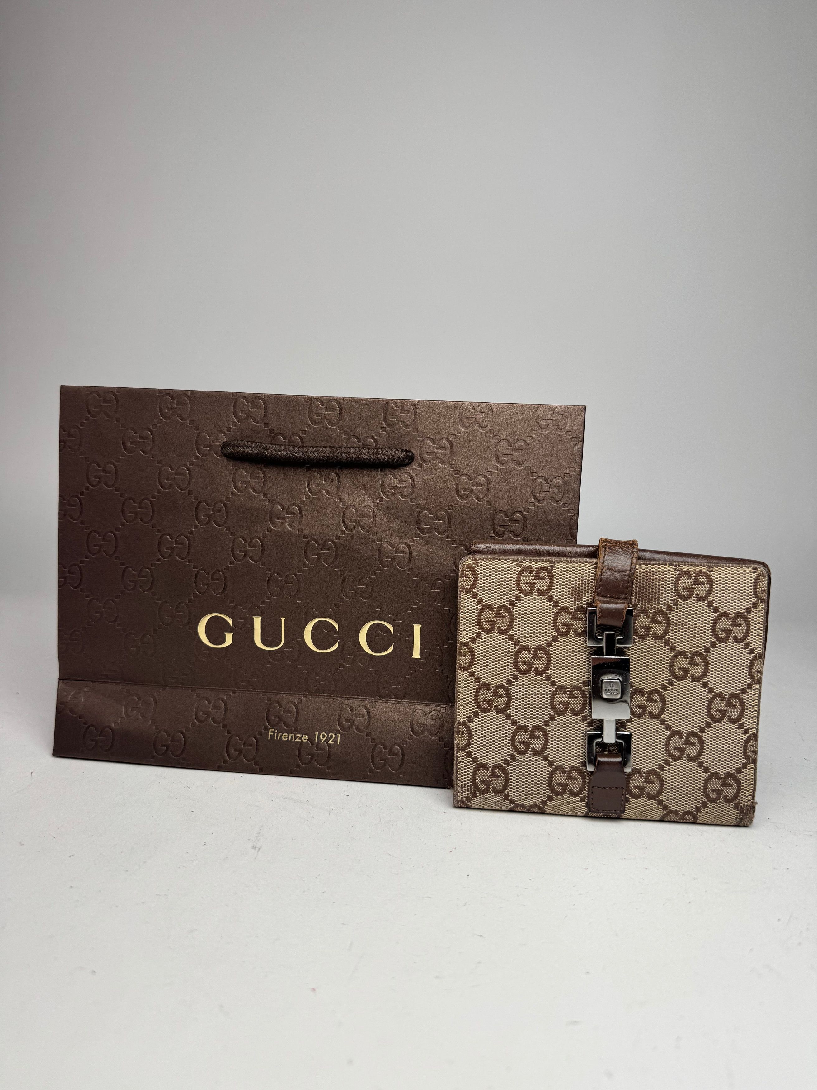 Gucci Vintage Jackie Line Monogram Leather Wallet beige brown Size ONE SIZE - 13 Thumbnail