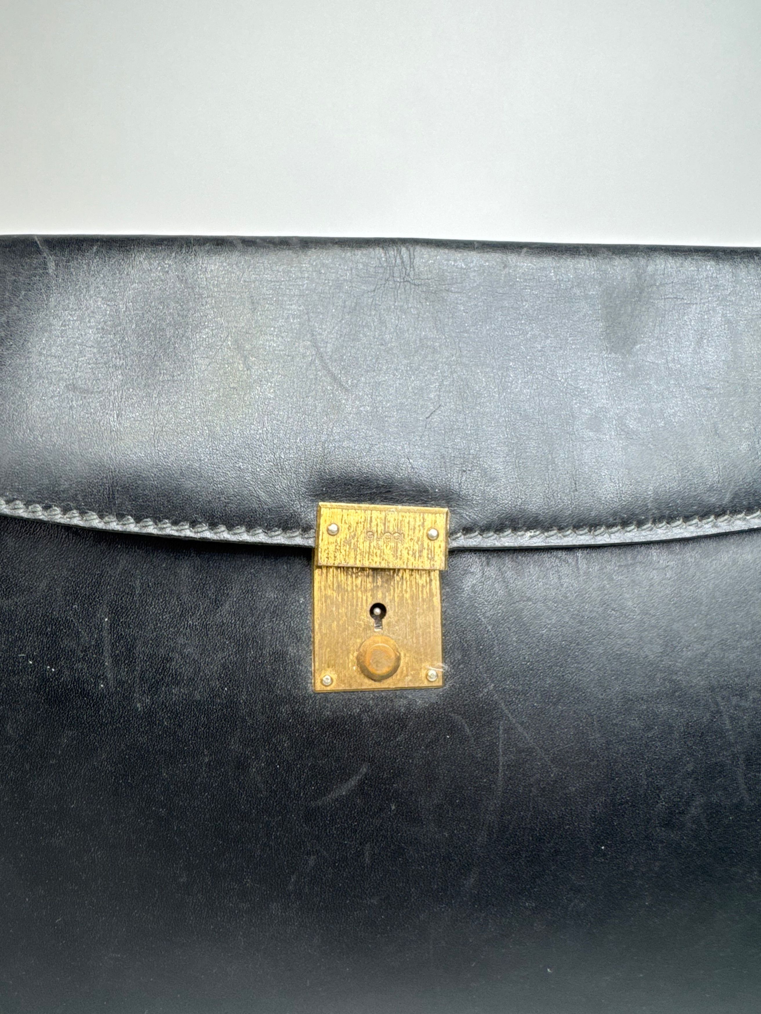 Gucci Vintage Leather Clutch Black Size ONE SIZE - 7 Thumbnail