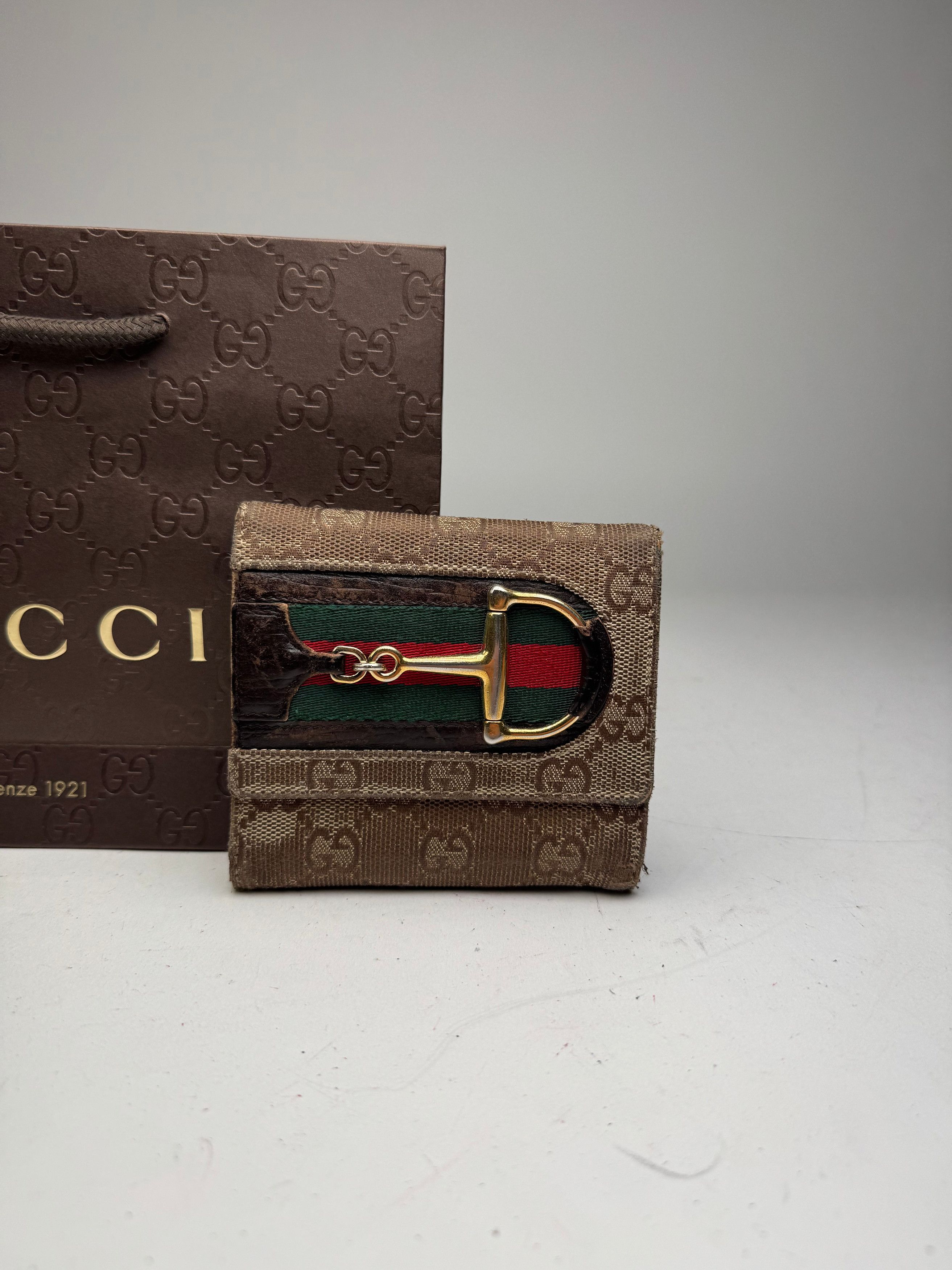 Gucci Vintage Monogram Leather Wallet beige brown Size ONE SIZE - 7 Thumbnail