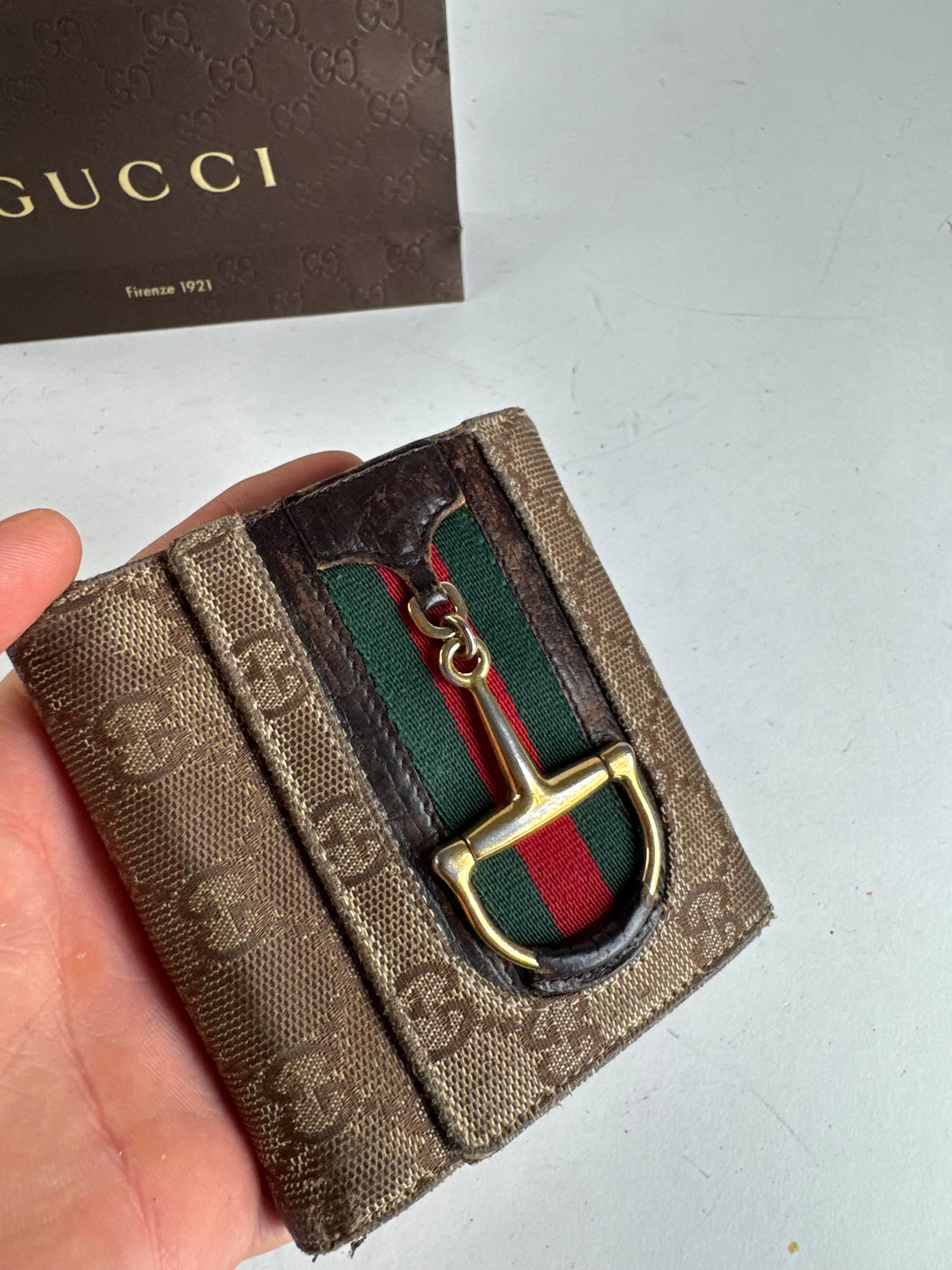 Gucci Vintage Monogram Leather Wallet beige brown Size ONE SIZE - 3 Thumbnail
