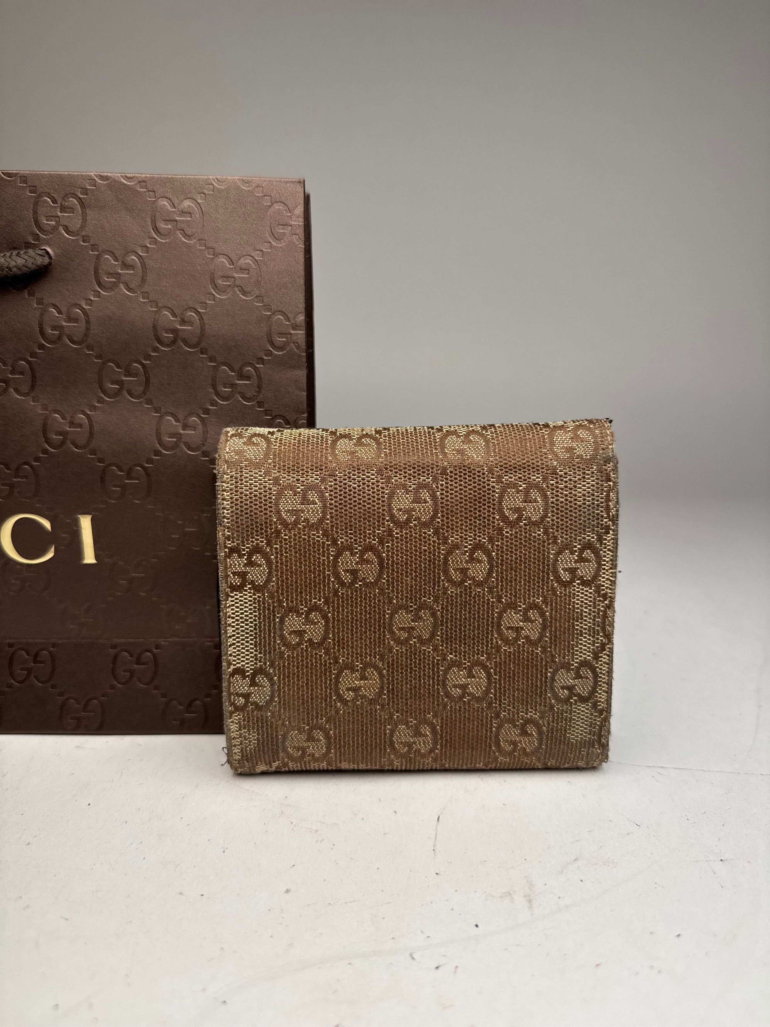 Gucci Vintage Monogram Leather Wallet beige brown Size ONE SIZE - 12 Thumbnail