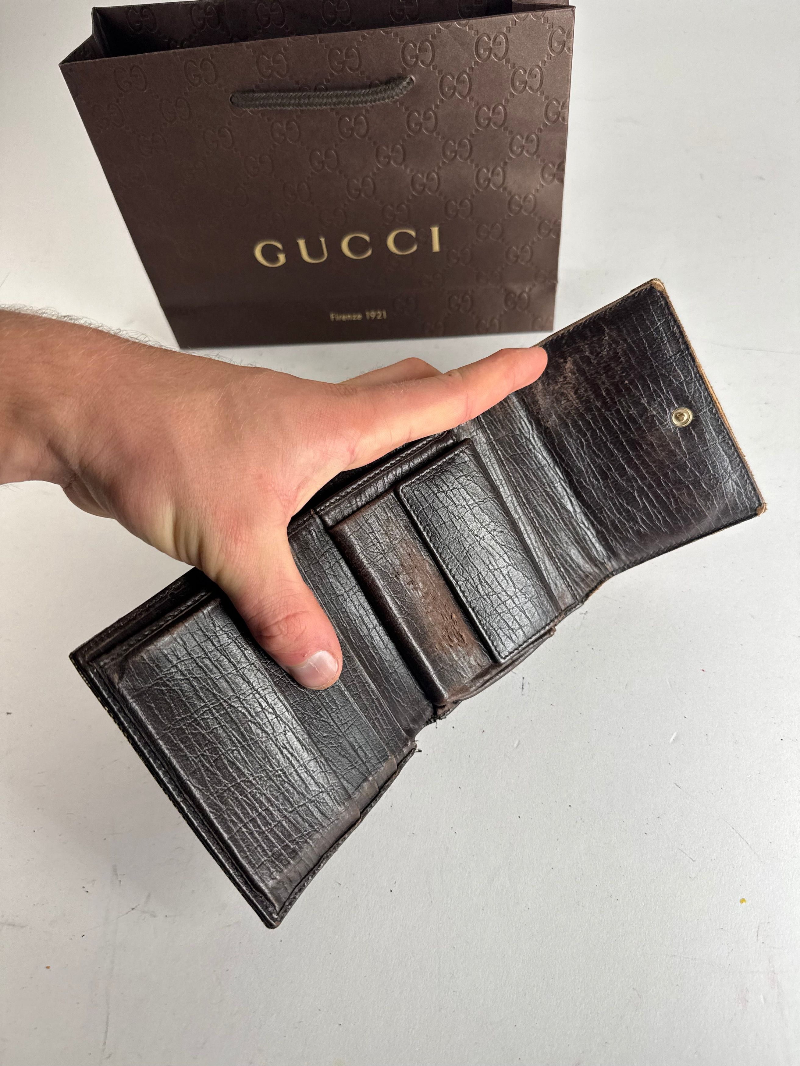 Gucci Vintage Monogram Leather Wallet beige brown Size ONE SIZE - 5 Thumbnail