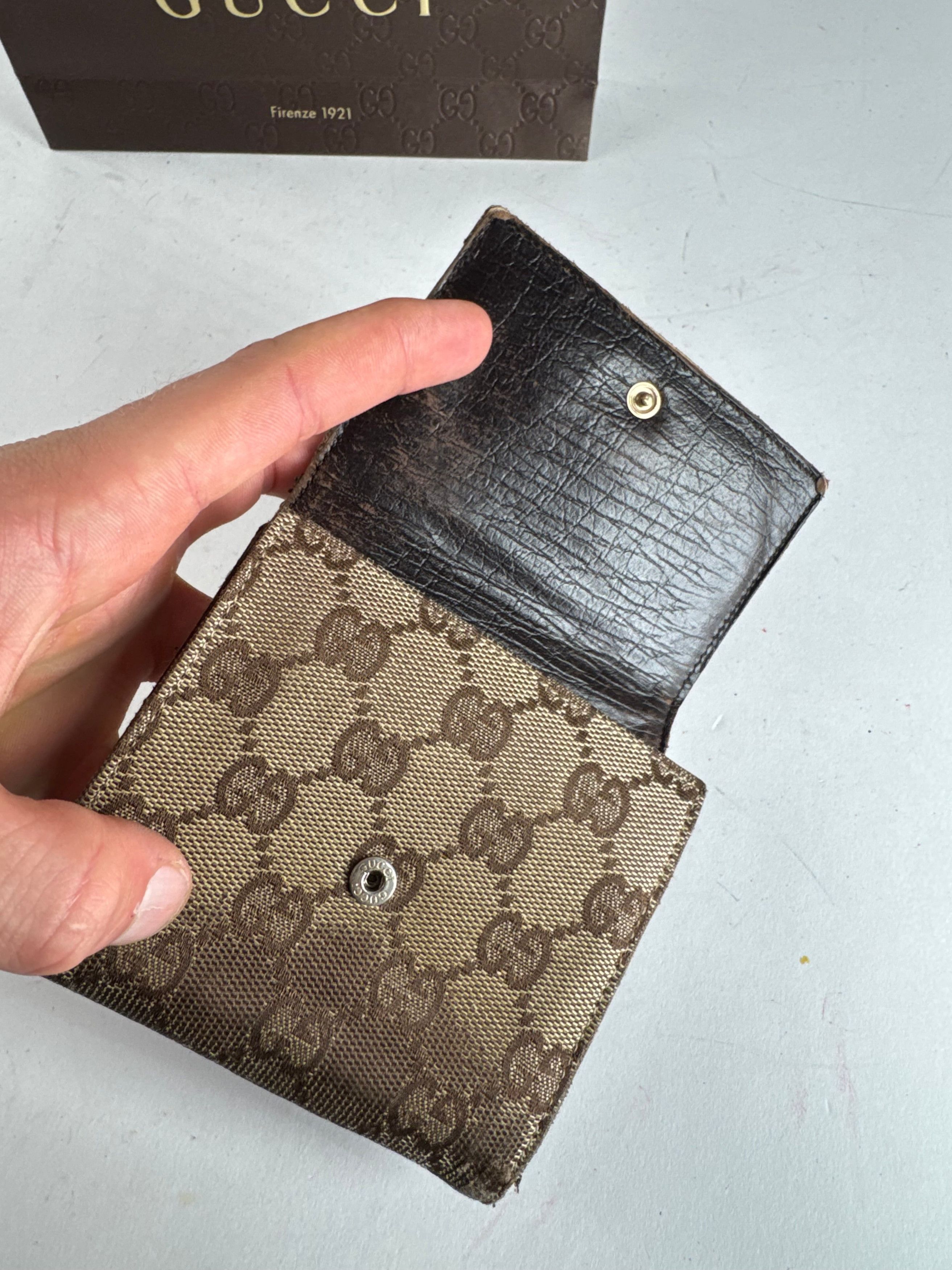 Gucci Vintage Monogram Leather Wallet beige brown Size ONE SIZE - 4 Thumbnail