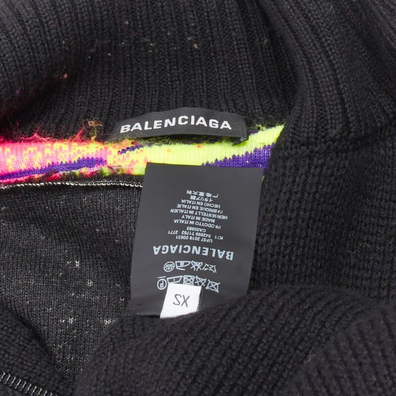 Balenciaga BALENCIAGA 2018 BB Pride Flag embroidery faux fur black wool turtleneck XS Size US XS / EU 42 / 0 - 8 Thumbnail
