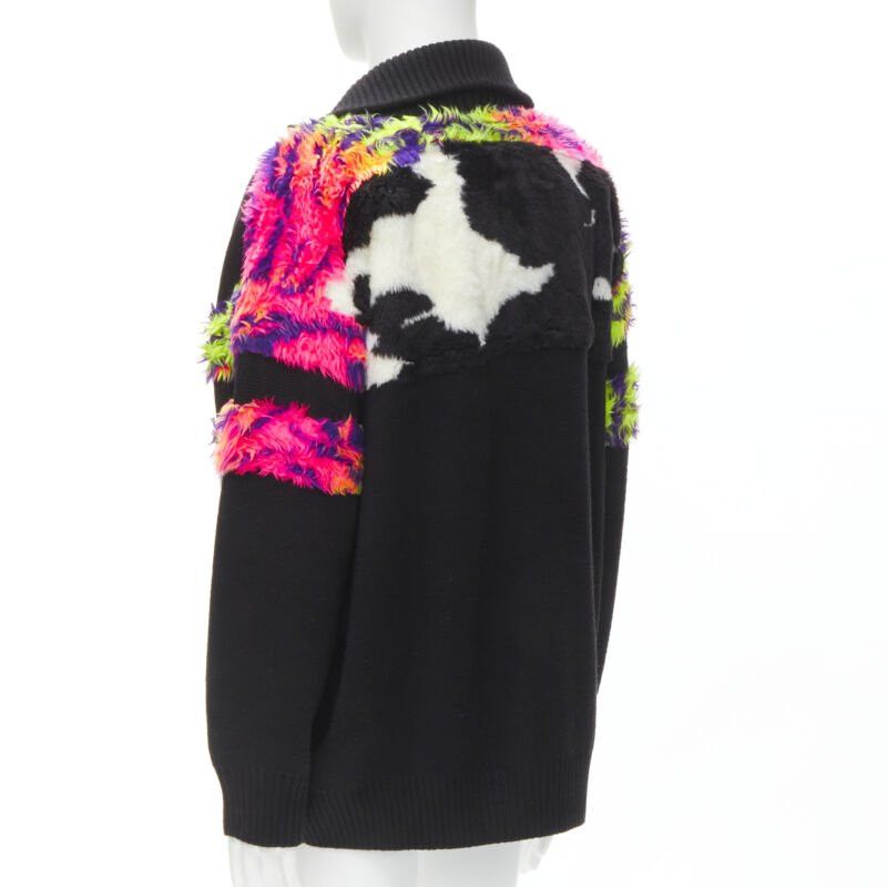 Balenciaga BALENCIAGA 2018 BB Pride Flag embroidery faux fur black wool turtleneck XS Size US XS / EU 42 / 0 - 6 Thumbnail