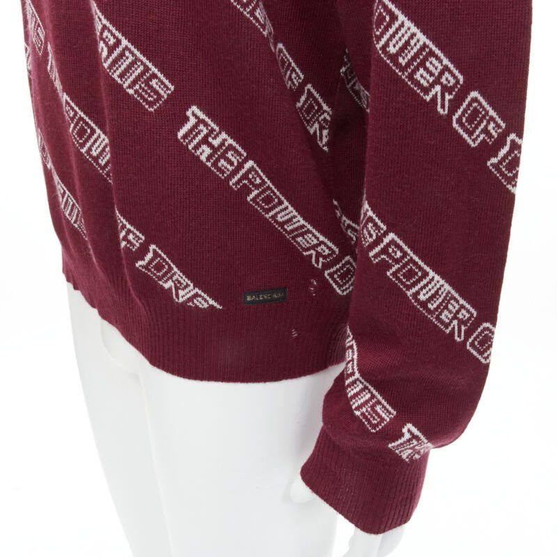 Balenciaga BALENCIAGA 2017 The Power Of Dreams burgundy red white sweater S Size US S / EU 44-46 / 1 - 2 Thumbnail