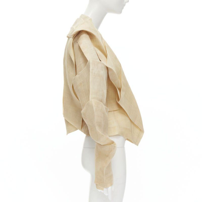 Issey Miyake ISSEY MIYAKE 1991 Vintage Runway Dinosaur architectural pleated linen jacket XL Size XL / US 12-14 / IT 48-50 - 4 Thumbnail