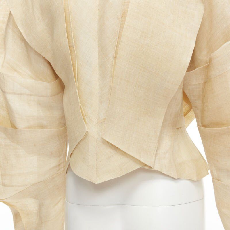 Issey Miyake ISSEY MIYAKE 1991 Vintage Runway Dinosaur architectural pleated linen jacket XL Size XL / US 12-14 / IT 48-50 - 8 Thumbnail