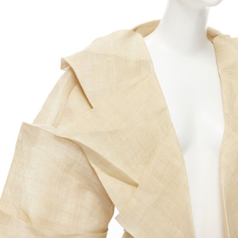 Issey Miyake ISSEY MIYAKE 1991 Vintage Runway Dinosaur architectural pleated linen jacket XL Size XL / US 12-14 / IT 48-50 - 2 Thumbnail
