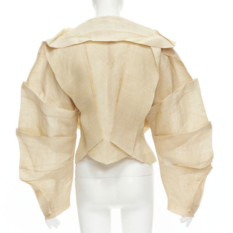 Issey Miyake ISSEY MIYAKE 1991 Vintage Runway Dinosaur architectural pleated linen jacket XL Size XL / US 12-14 / IT 48-50 - 5 Thumbnail