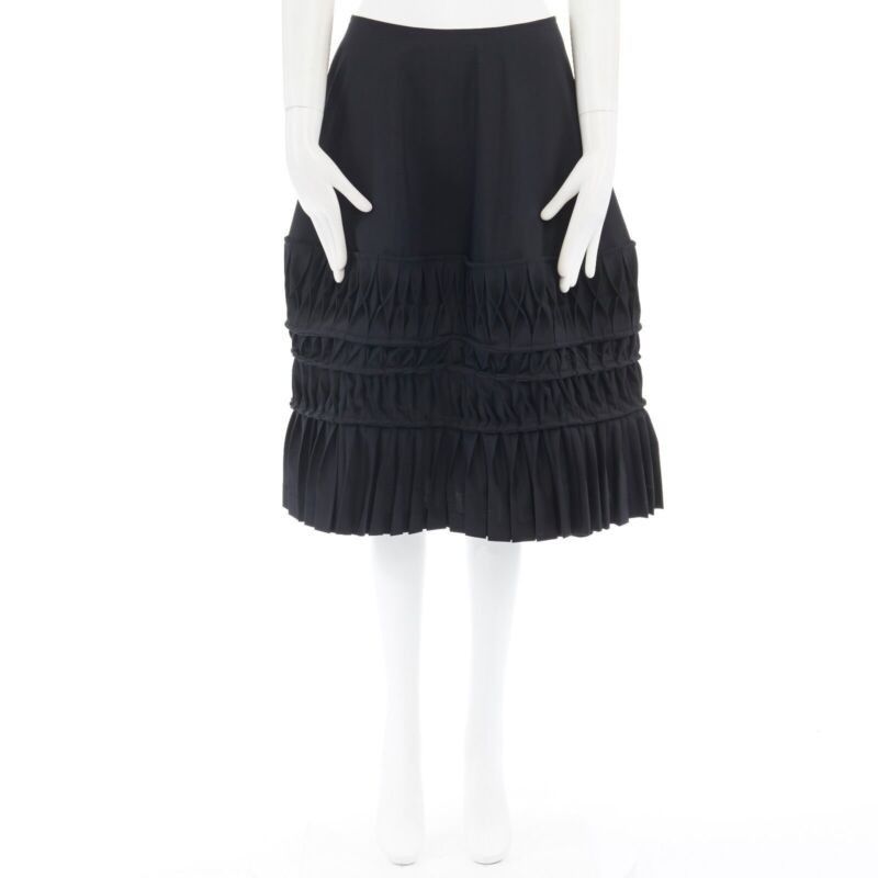 Junya Watanabe JUNYA WATANABE AD1998 black wool blend origami pleated front wrap tie skirt Size 27" / US 4 / IT 40 - 10 Thumbnail