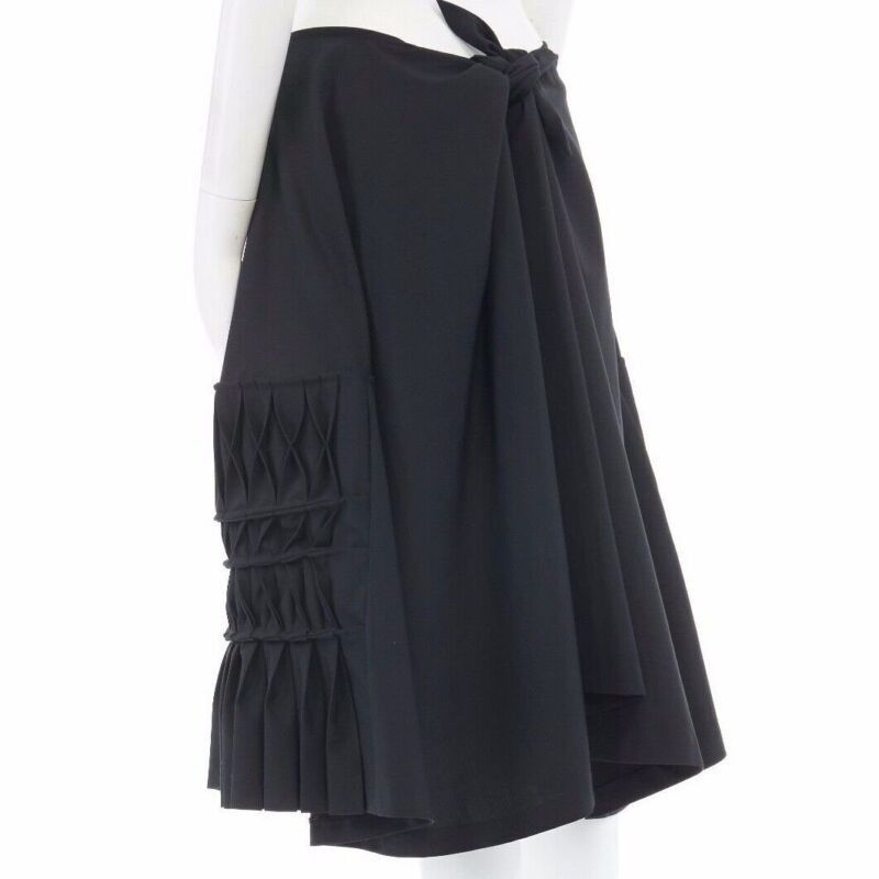 Junya Watanabe JUNYA WATANABE AD1998 black wool blend origami pleated front wrap tie skirt Size 27" / US 4 / IT 40 - 6 Thumbnail