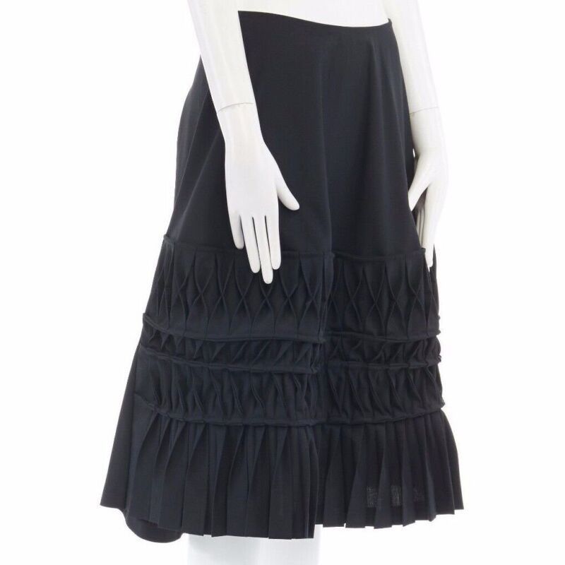 Junya Watanabe JUNYA WATANABE AD1998 black wool blend origami pleated front wrap tie skirt Size 27" / US 4 / IT 40 - 3 Thumbnail