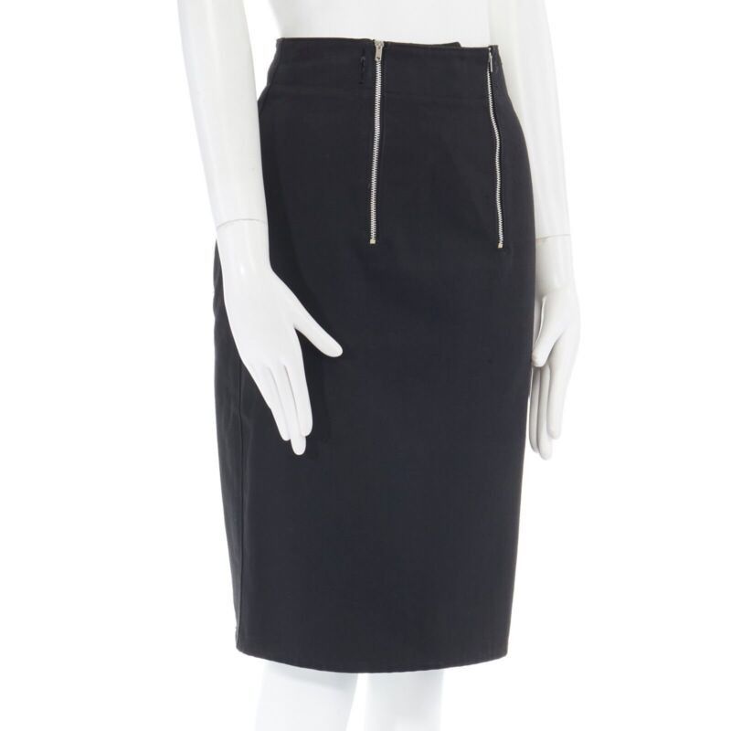 Jean Paul Gaultier JEAN PAUL GAULTIER black cotton dual zip circle stitch padded bum skirt 25" Size 27" / US 4 / IT 40 - 3 Thumbnail